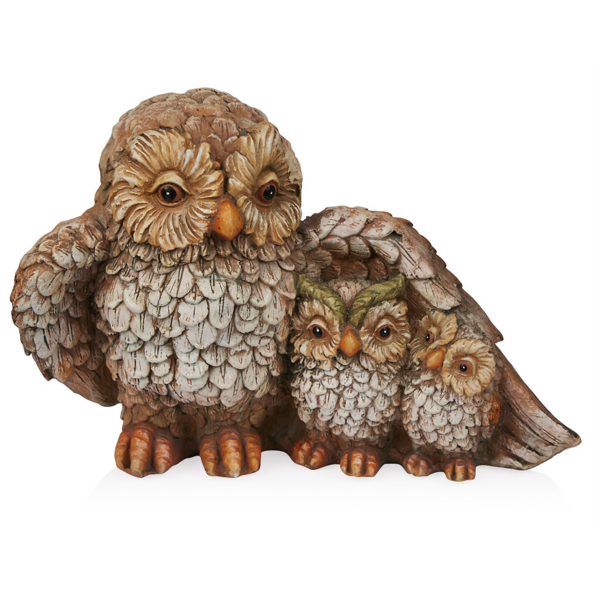 Alpine Corporation, Owl Mom Wing Protecting 2 Baby Owlettes 11Inch, Model QFC366HH