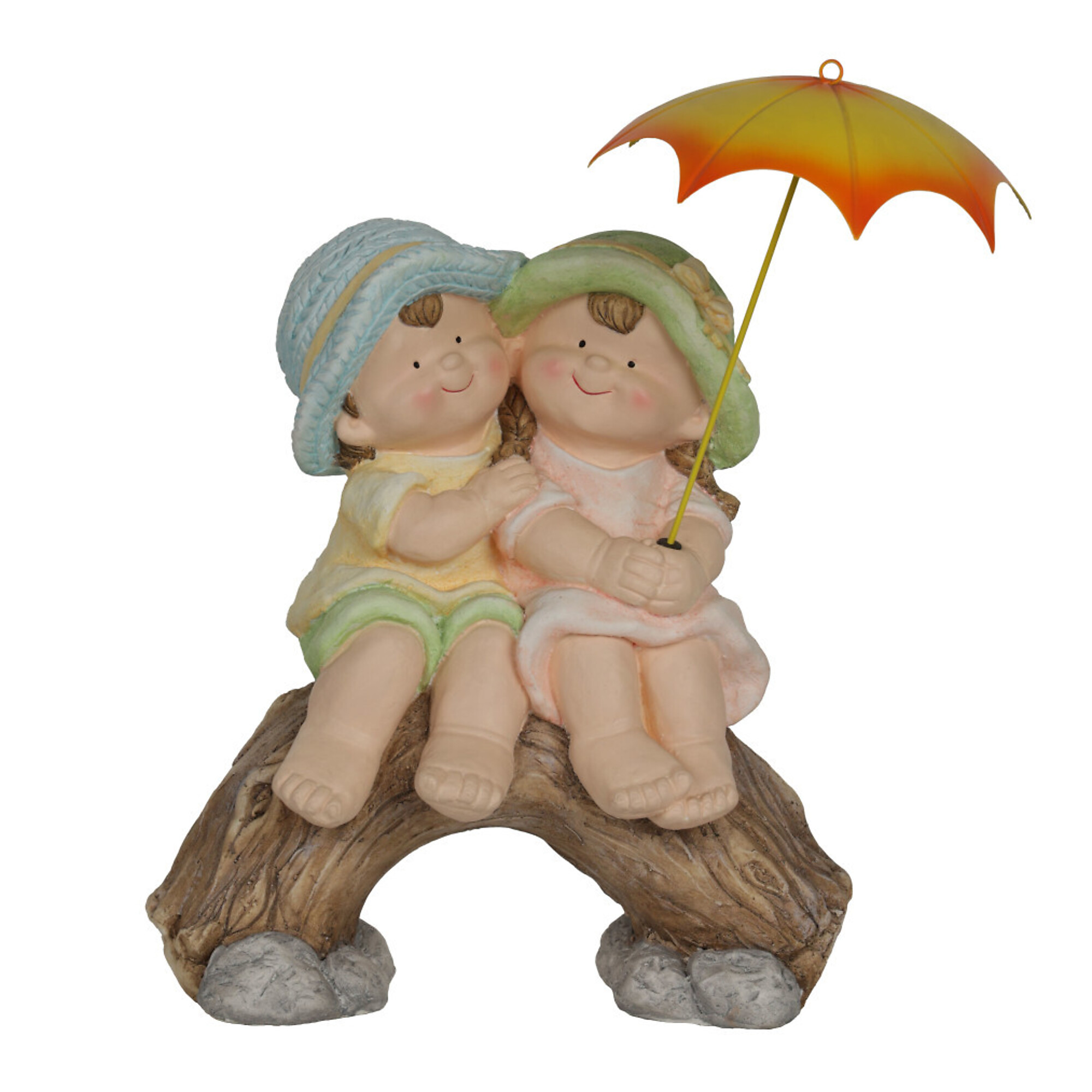 Alpine Corporation, Boy and Girl With Umbrella Statue, Model QWR1370