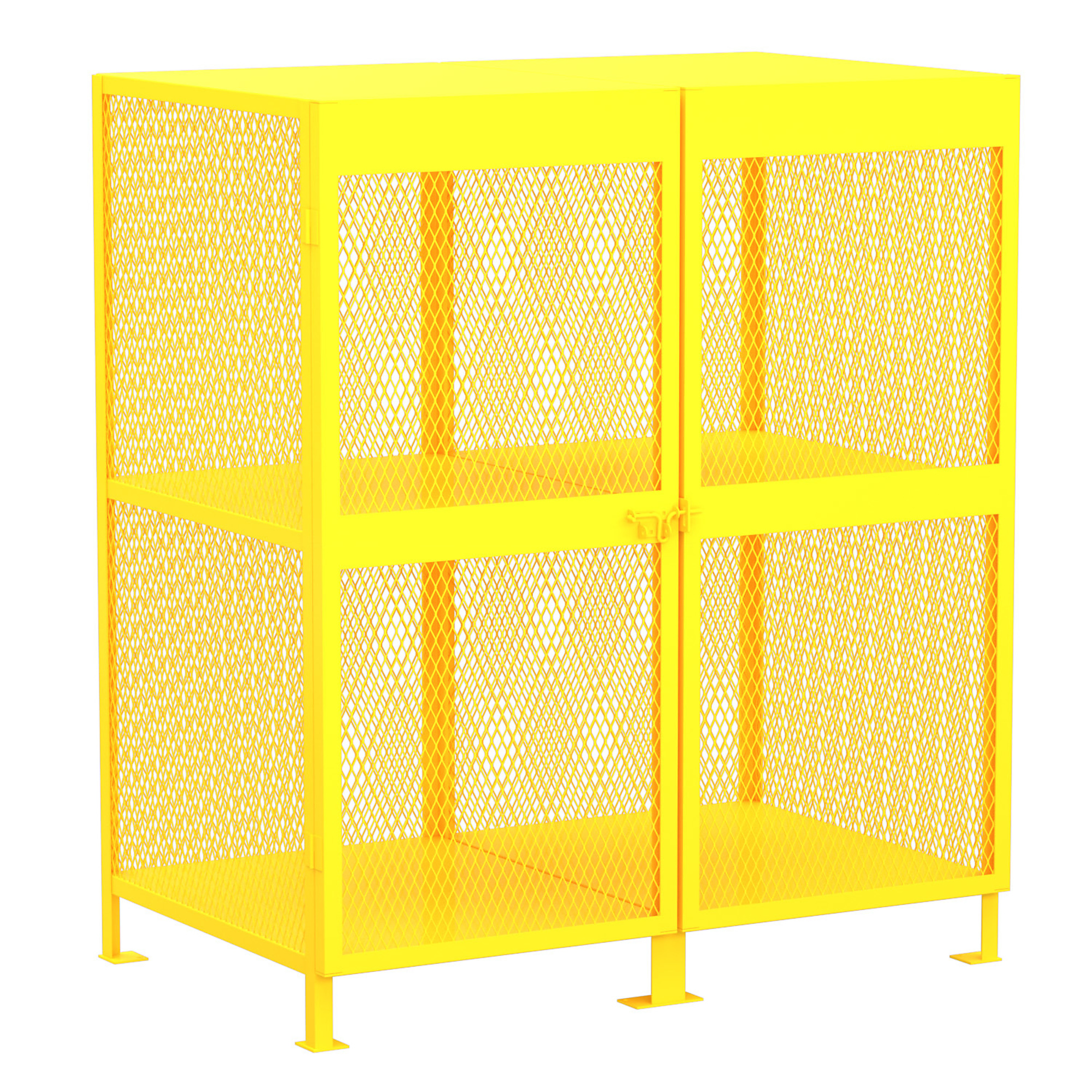 Valley Craft, Gas Cylinder Storage Cabinet, Height 71 in, Width 62 in, Color Yellow, Model F89050