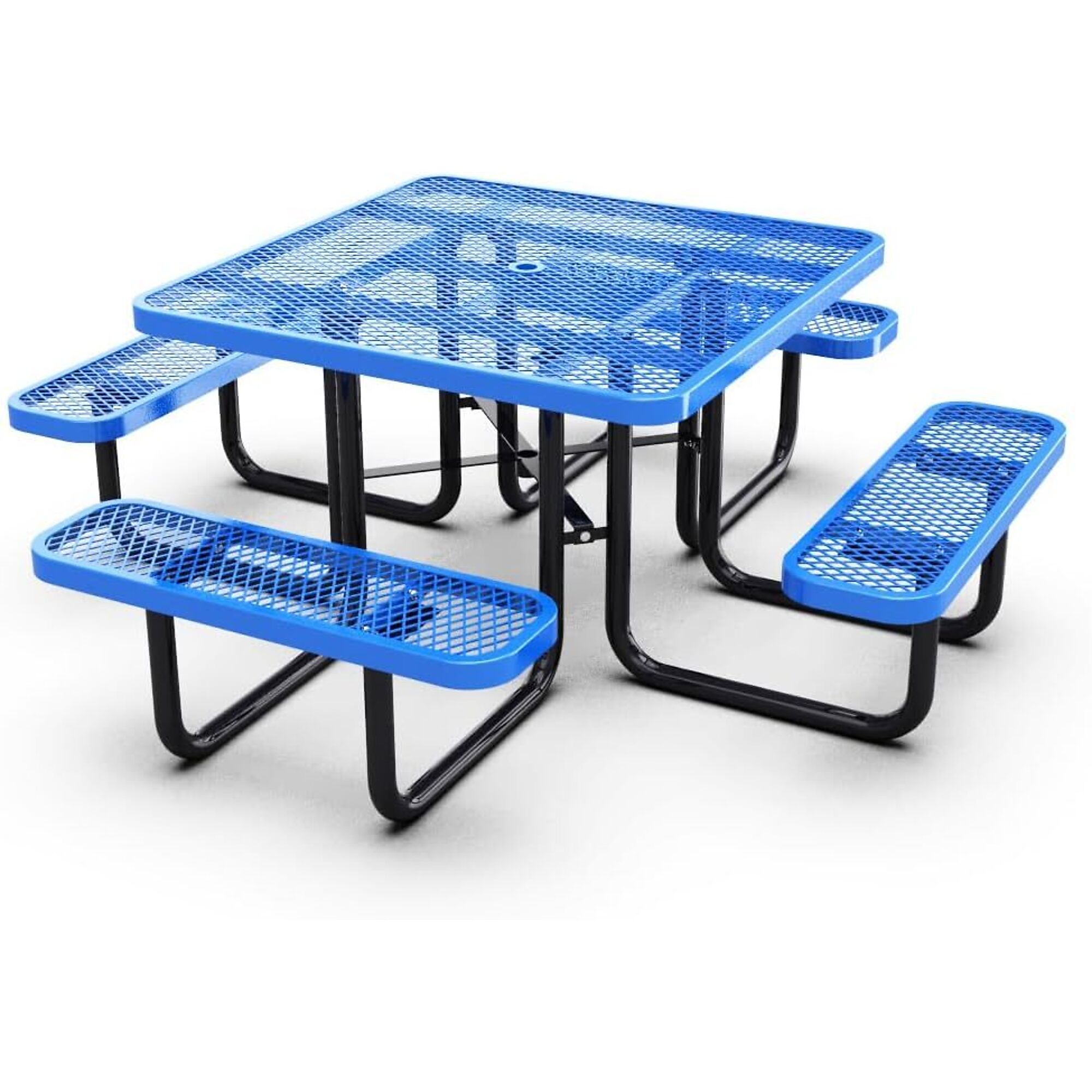 Park Elements, 46Inch thermoplastic coated square picnic table, Table Shape Square, Primary Color Blue, Height 30 in, Model CD-S46PT-BLU