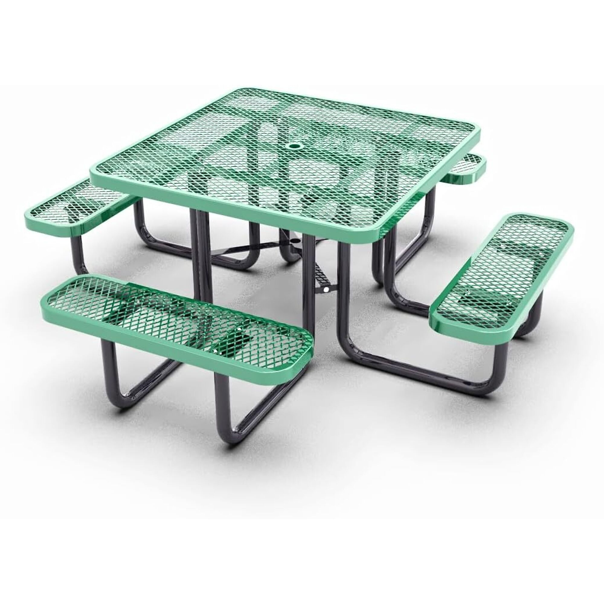 Park Elements, 46Inch thermoplastic coated square picnic table, Table Shape Square, Primary Color Green, Height 30 in, Model CD-S46PT-GRN