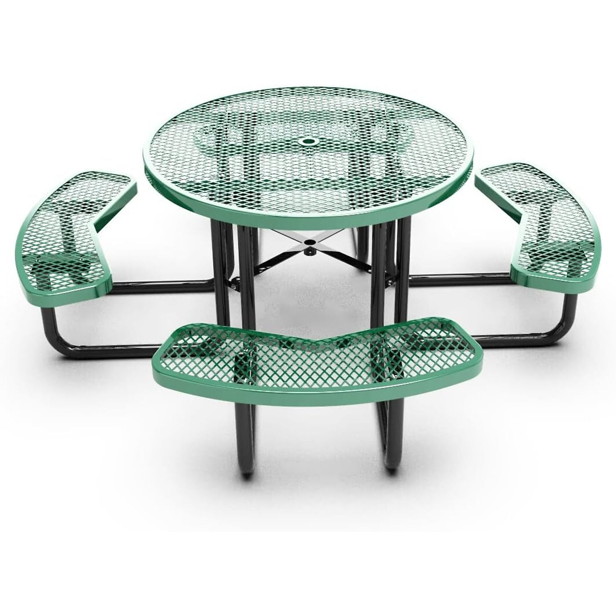 Park Elements, 46Inch thermoplastic coated square picnic table, Table Shape Round, Primary Color Green, Height 30 in, Model CD-R46PT-GRN