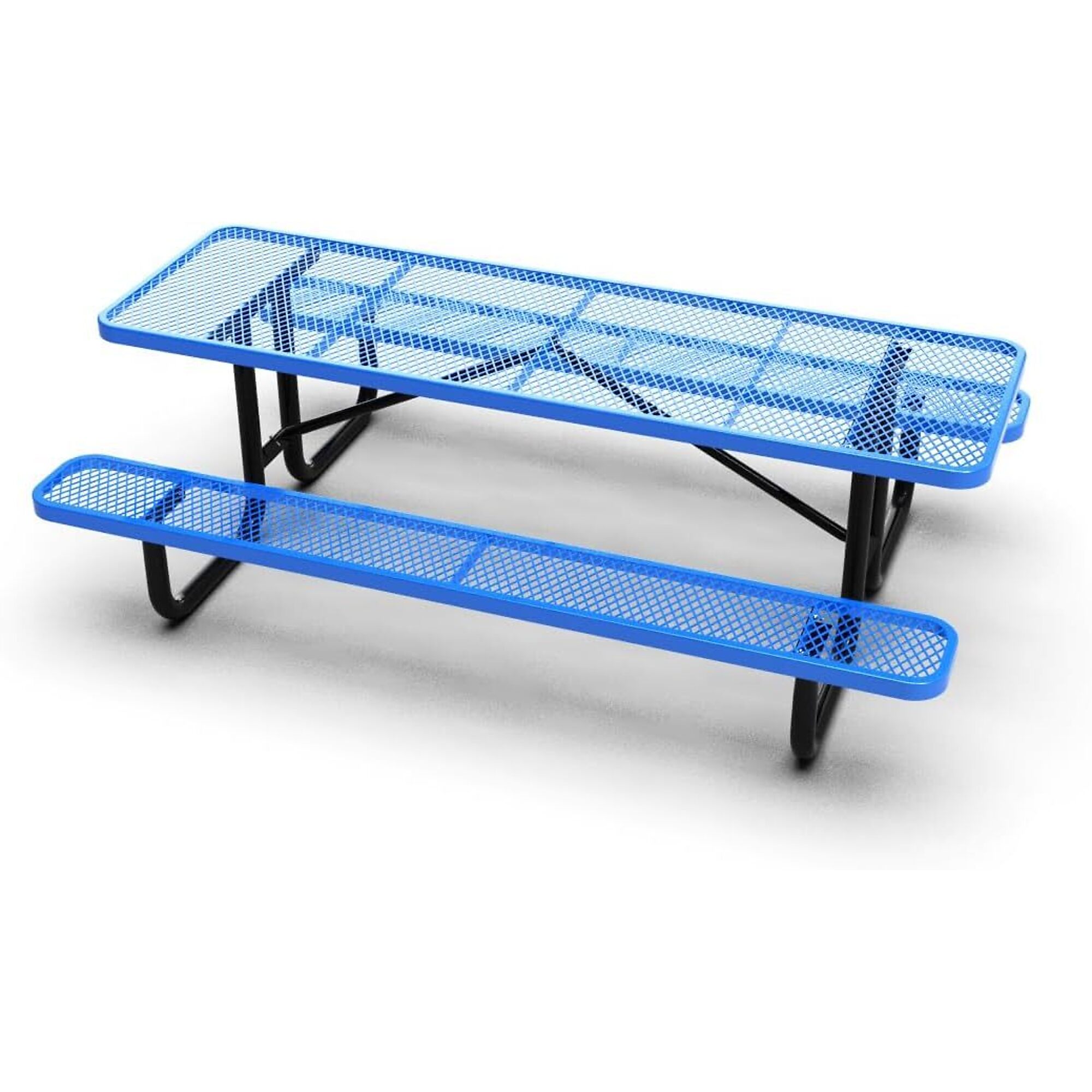 Park Elements, 8ft. thermoplastic coated commercial picnic table, Table Shape Rectangle, Primary Color Blue, Height 30 in, Model CD-96PT-BLU