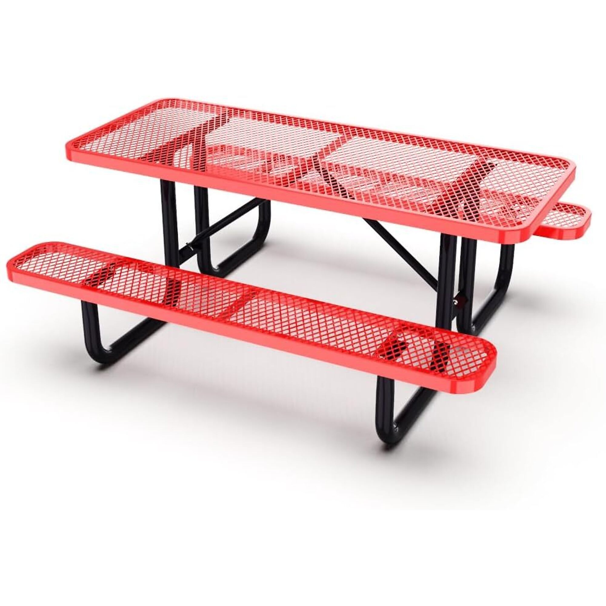 Park Elements, 6ft. thermoplastic coated commercial picnic table, Table Shape Rectangle, Primary Color Red, Height 30 in, Model CD-72PT-RED