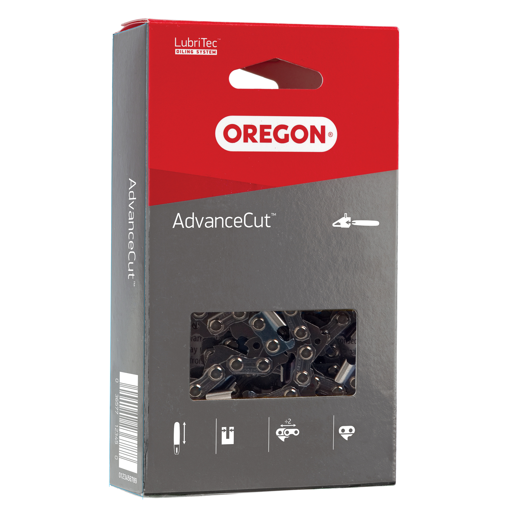Oregon, AdvanceCut Chainsaw Chain, Bar Length 12 in, Chain Pitch 3/8 in, Model 90PX044G