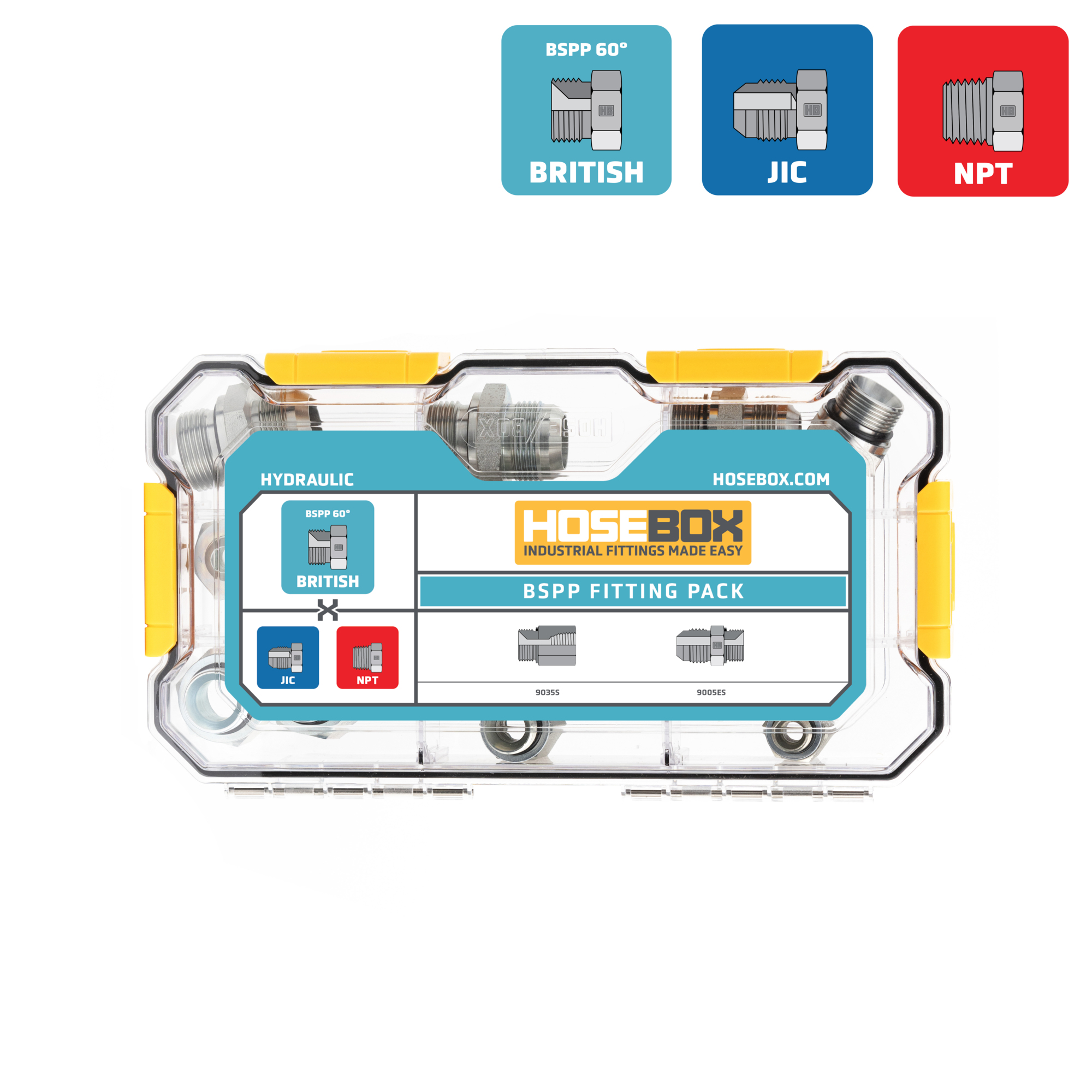 Hose Box, BSPP-JIC-NPT PACK, Fitting Size Other in, Model HB2023-002