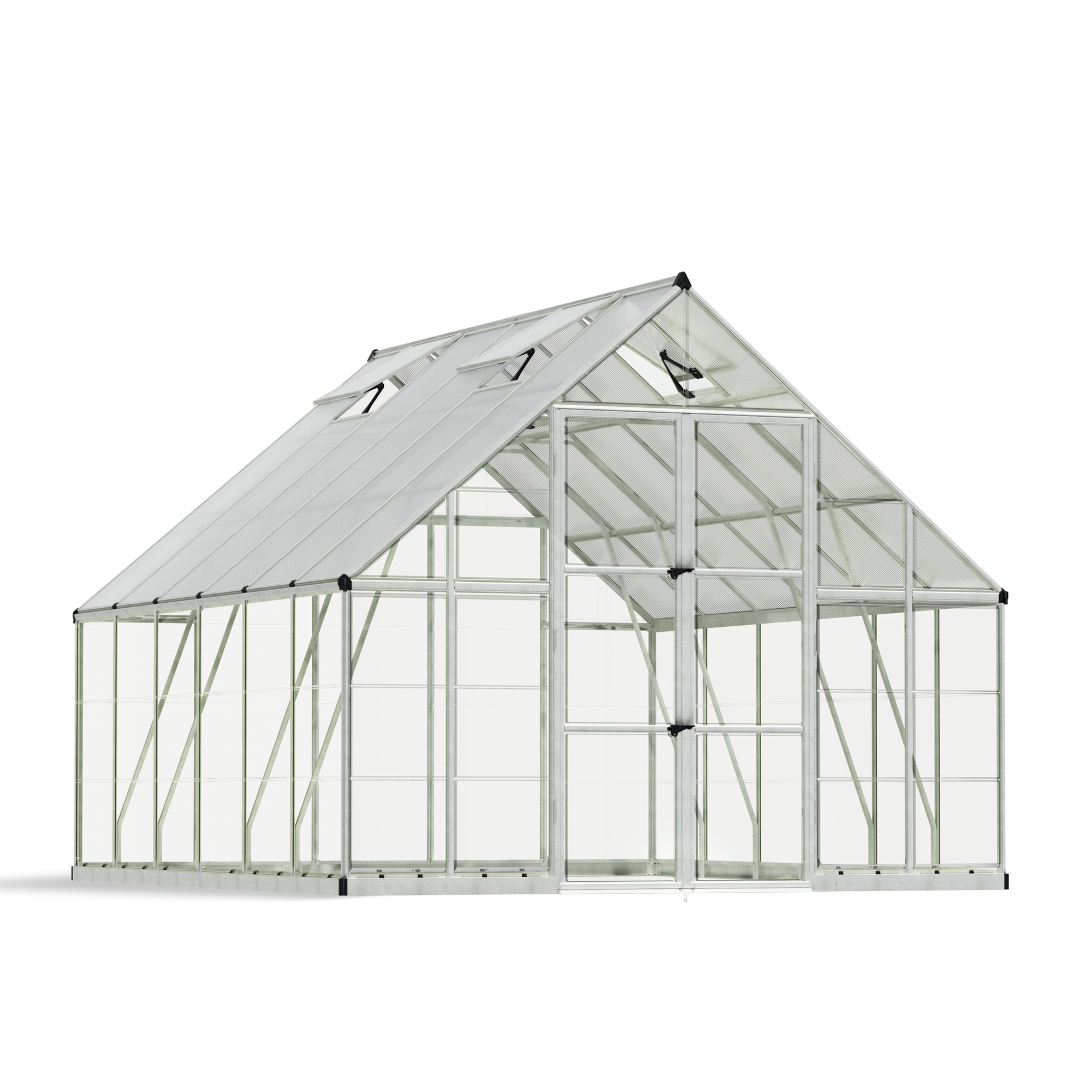 Poly-Tex Inc., Balance 10ft. x 12ft. Greenhouse - Silver, Length 145 in, Width 119.7 in, Center Height 101.2 in, Model 706963