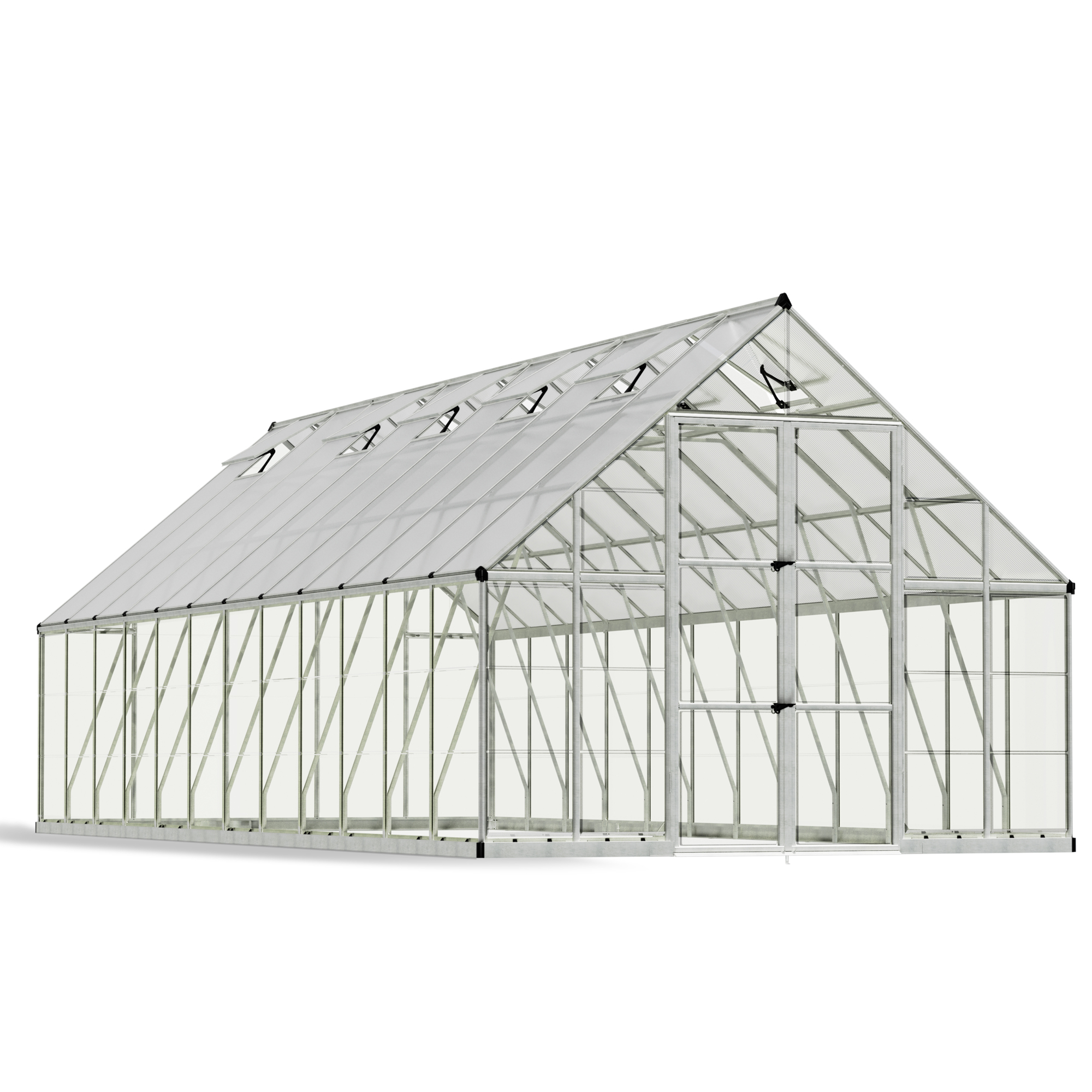 Poly-Tex Inc., Balance 10ft. x 24ft. Greenhouse - Silver, Length 285 in, Width 119.7 in, Center Height 101.2 in, Model 707014