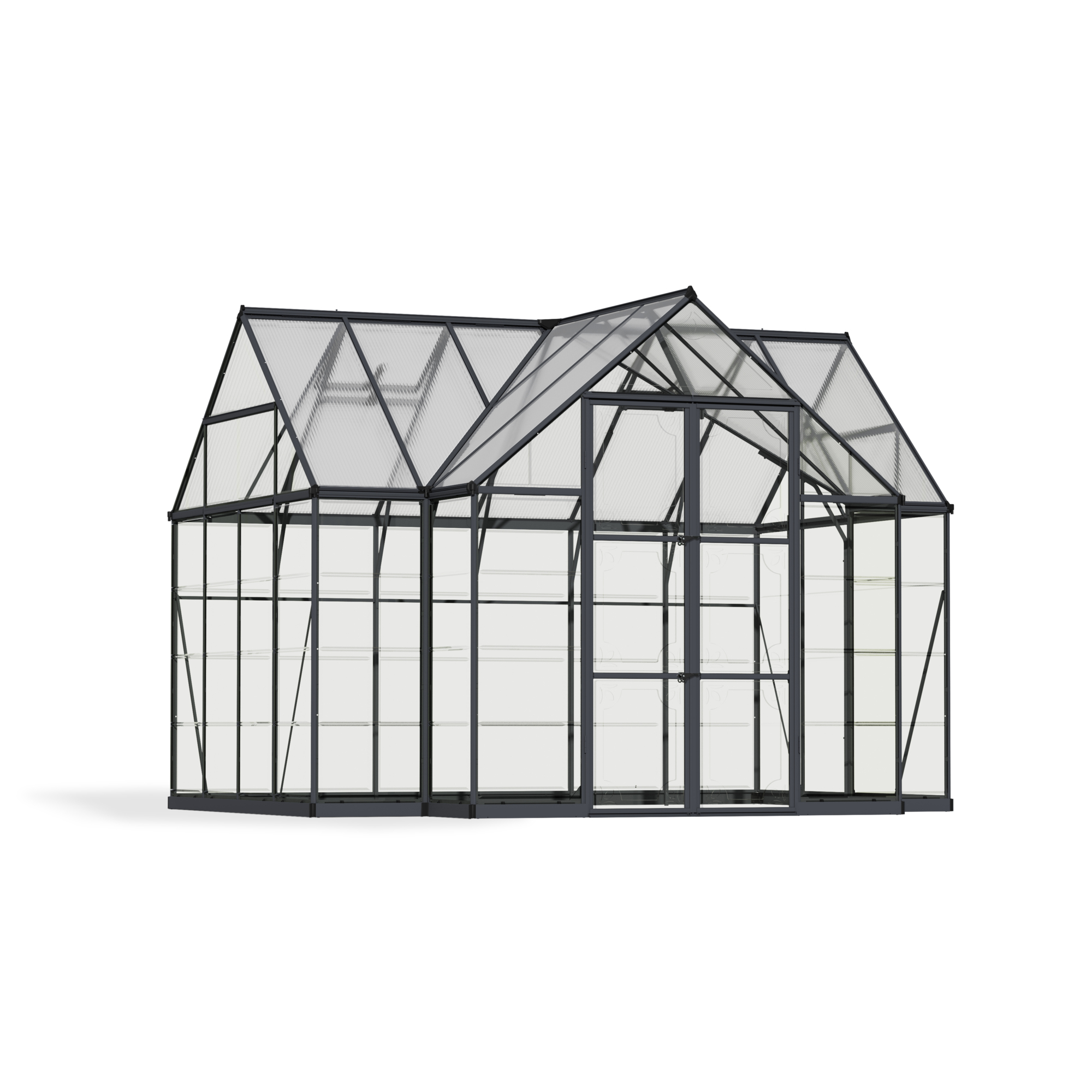 Poly-Tex Inc., Chalet 12ft. x 10ft. Greenhouse, Length 120.5 in, Width 142.1 in, Center Height 106.3 in, Model 702422
