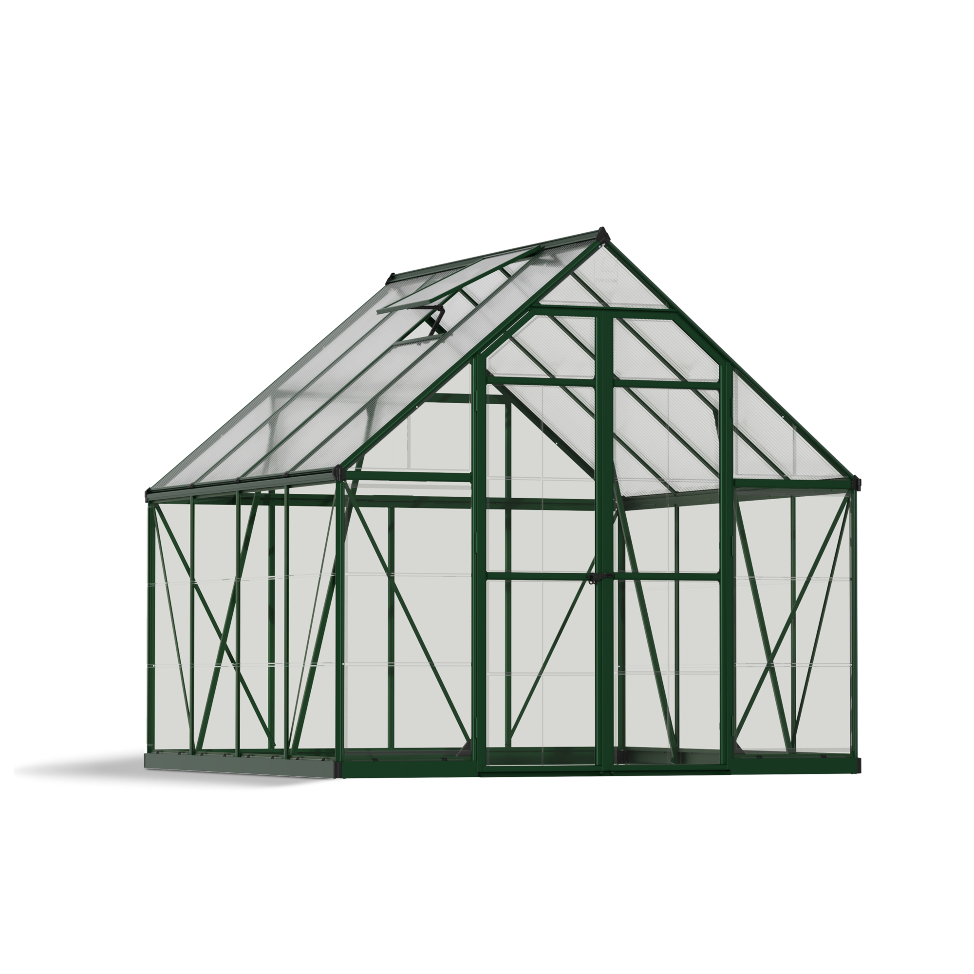 Poly-Tex Inc., 8ft. x 8ft. Greenhouse - Green, Length 96 in, Width 96 in, Center Height 91 in, Model 701924