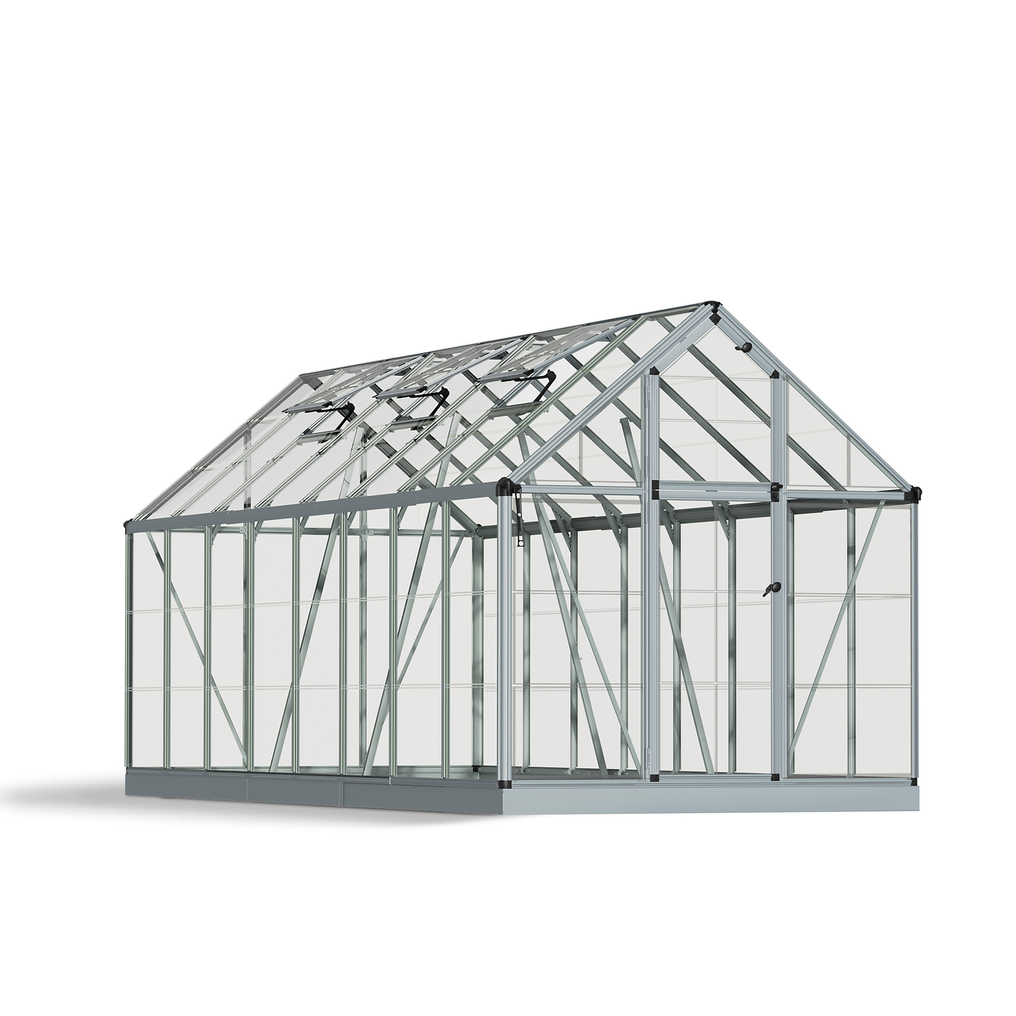 Poly-Tex Inc., 6ft. x 16ft. Greenhouse - Silver, Length 196.8 in, Width 75.6 in, Center Height 82.5 in, Model 701547
