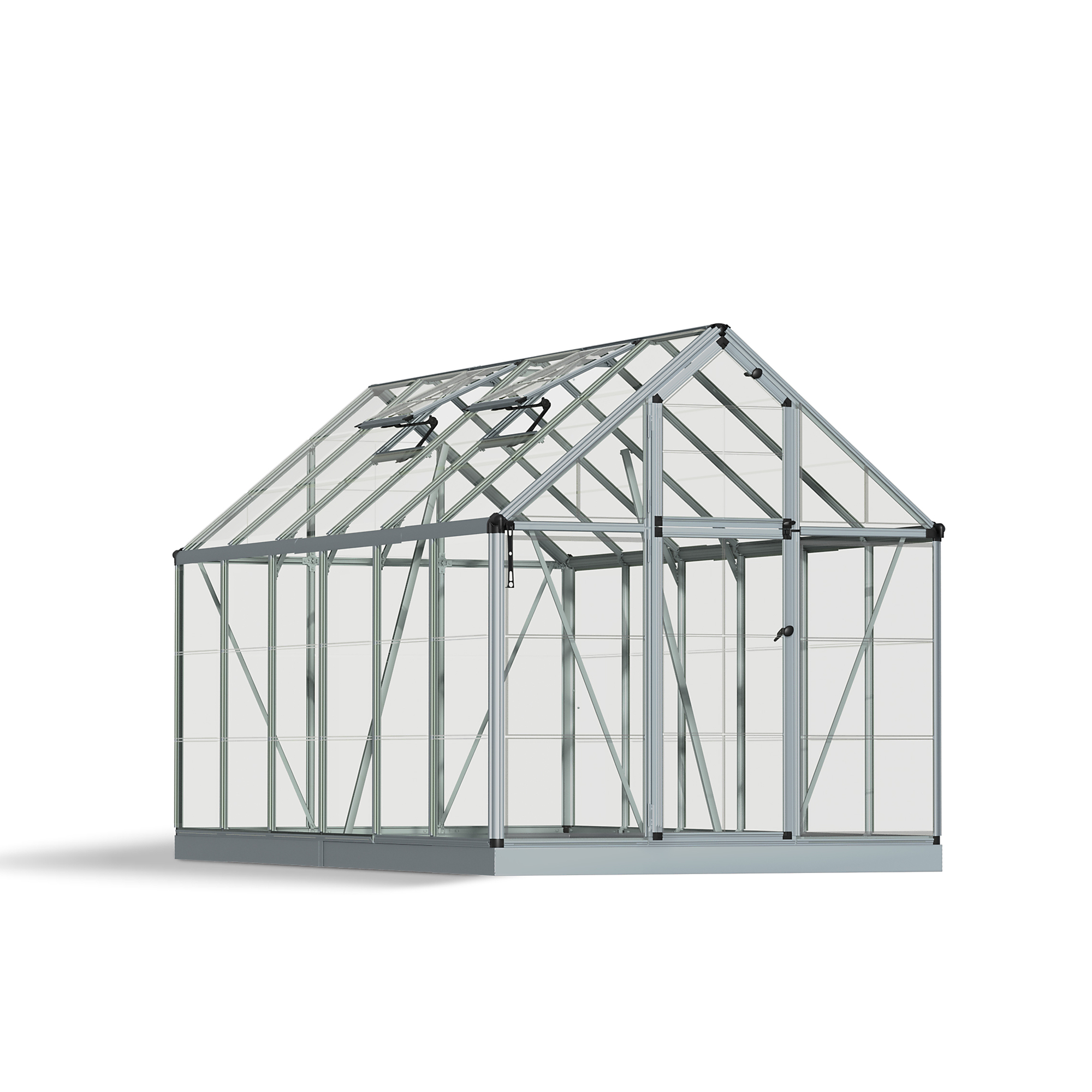 Poly-Tex Inc., 6ft. x 12ft. Greenhouse - Silver, Length 148.8 in, Width 75.6 in, Center Height 82.5 in, Model 701526