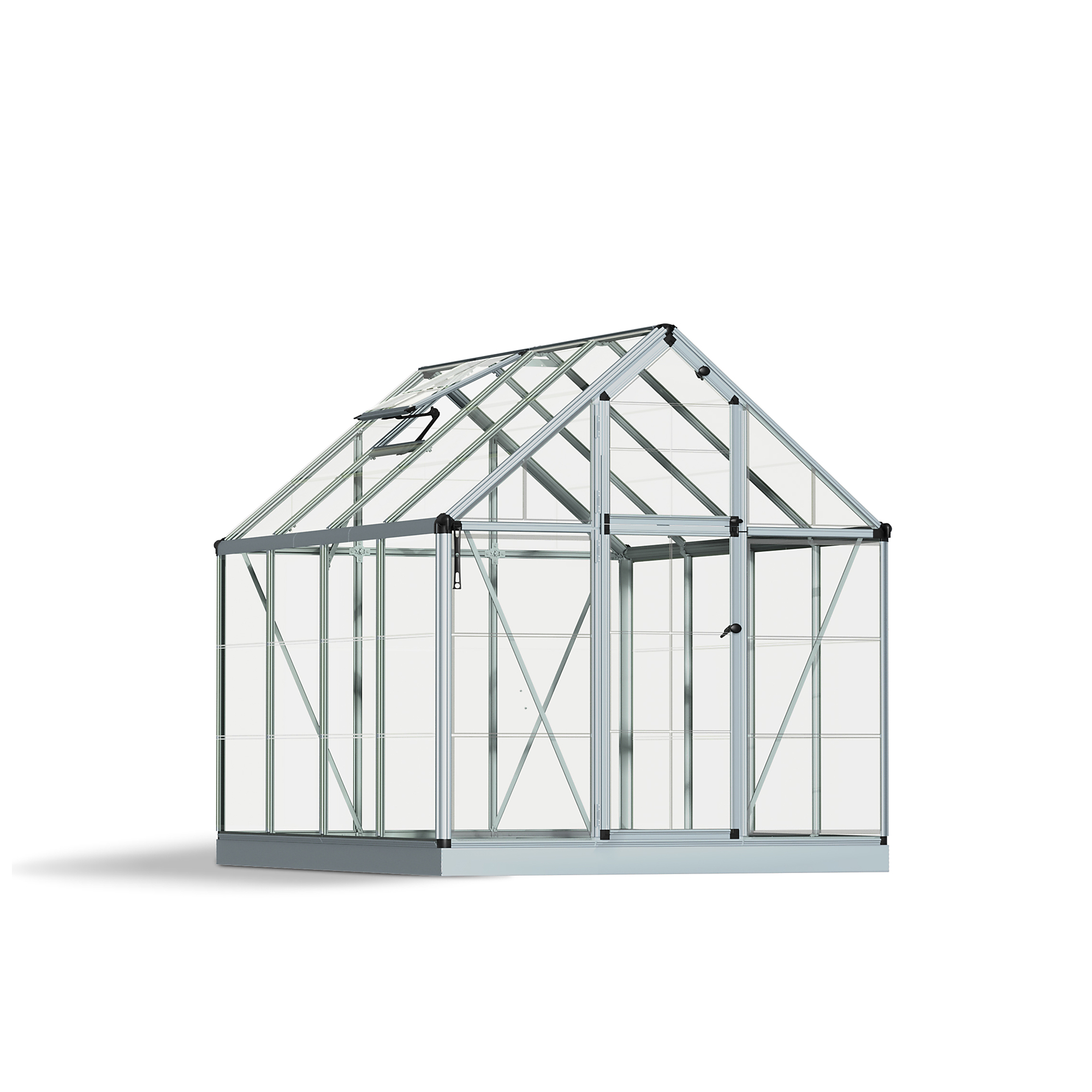 Poly-Tex Inc., 6ft. x 8ft. Greenhouse - Silver, Length 100.8 in, Width 75.6 in, Center Height 82.5 in, Model 706106