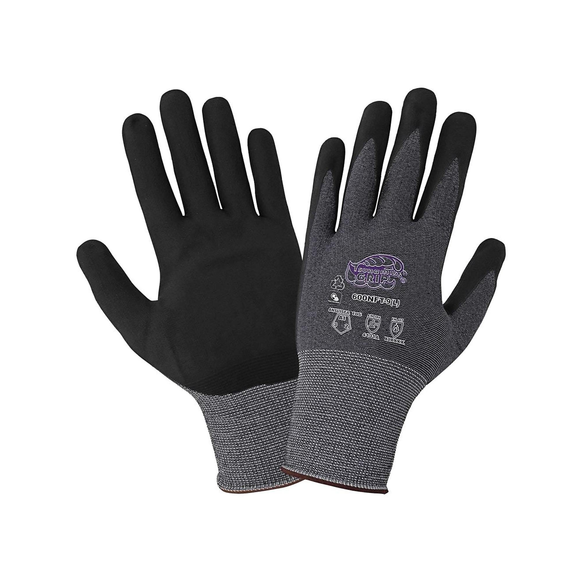 Global Glove Tsunami Grip , Tsunami Grip Lightweight, Foam Nitrile Gloves - 12 Pairs, Size 2XL, Color Gray, Included (qty.) 12 Model 600NFT-11(2XL)
