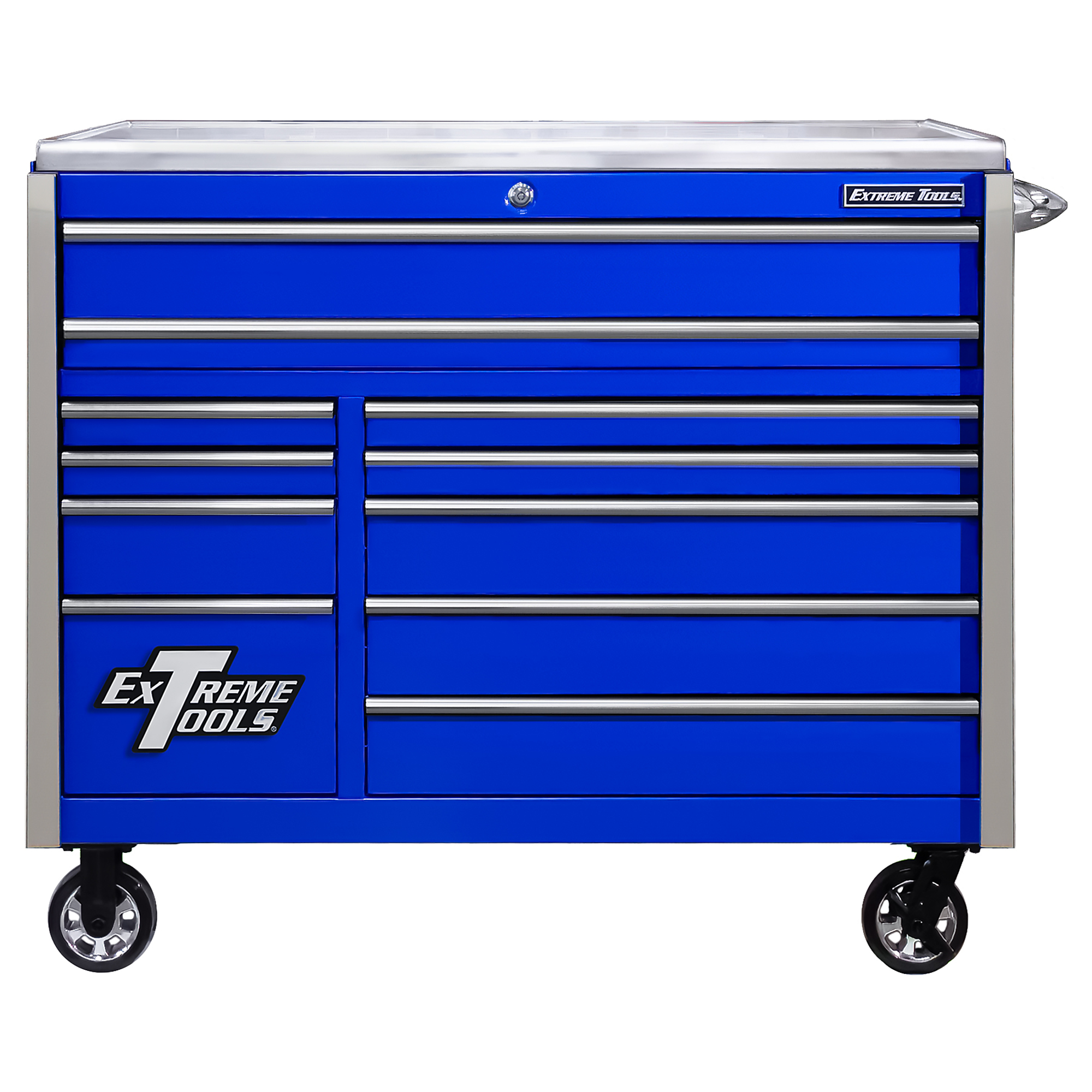 Extreme Tools, EXQ Pro Roller Cab, 55Inch x 30Inch, 11-Dr, BL/CR Trim, Width 55 in, Height 46.62 in, Color Blue, Model EX5511RCQBLCR
