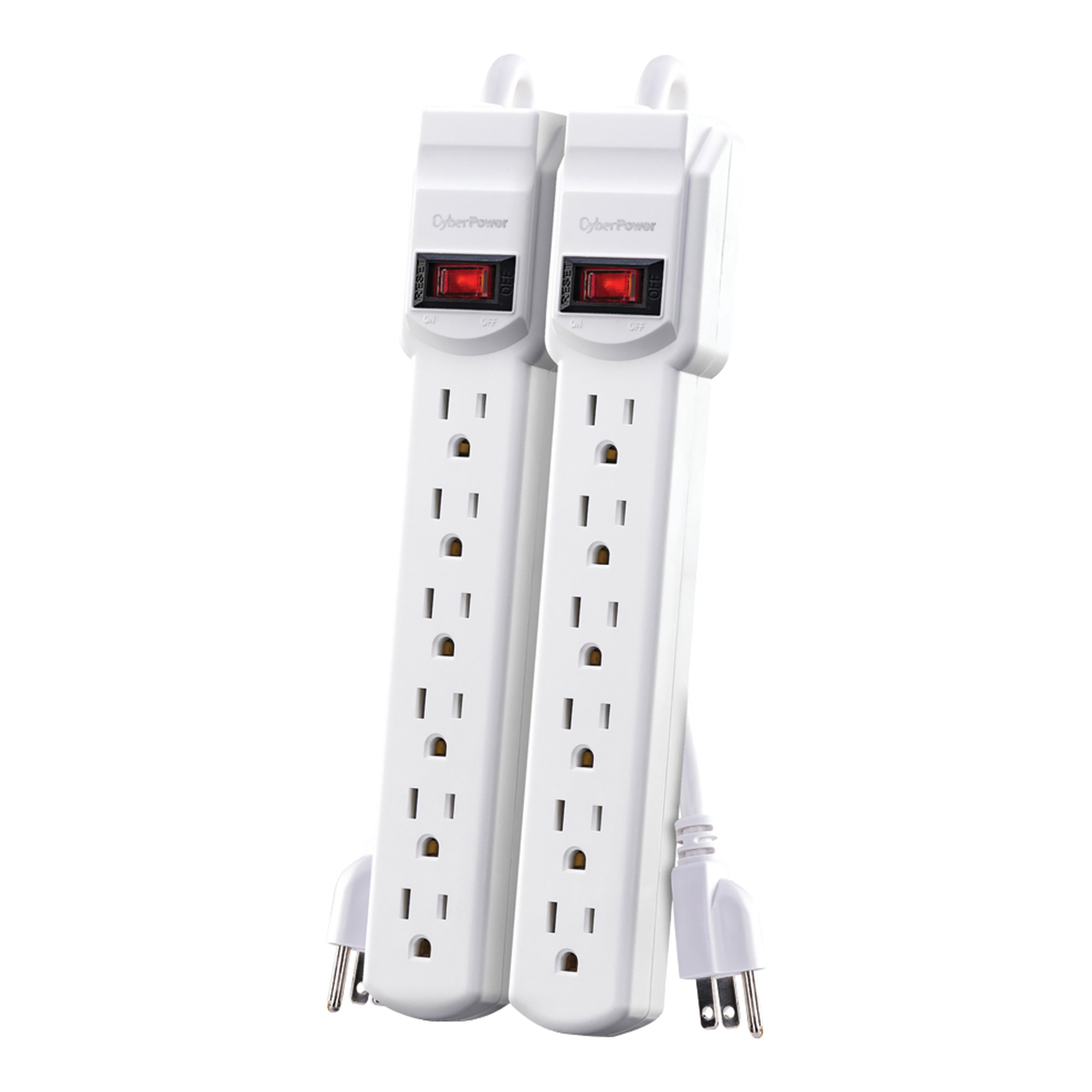 CyberPower, 6-Outlet Power Strip, 2-Pack, Cord Length 2 ft, Cable Gauge 14 Amps 15 Model MP1044NN