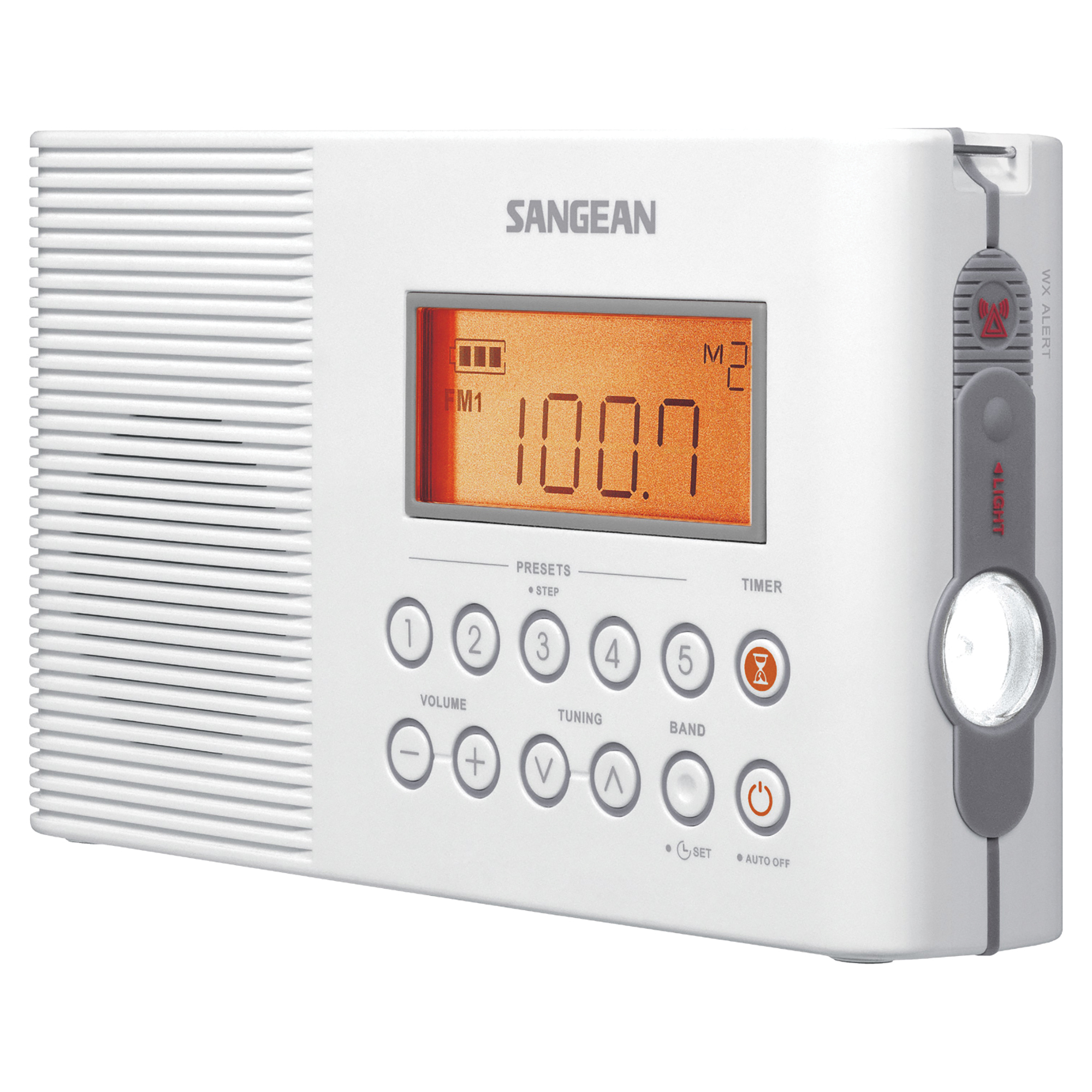 Sangean, 3-Band AM/FM/Weather-Alert Shower Clock Radio, Model H201