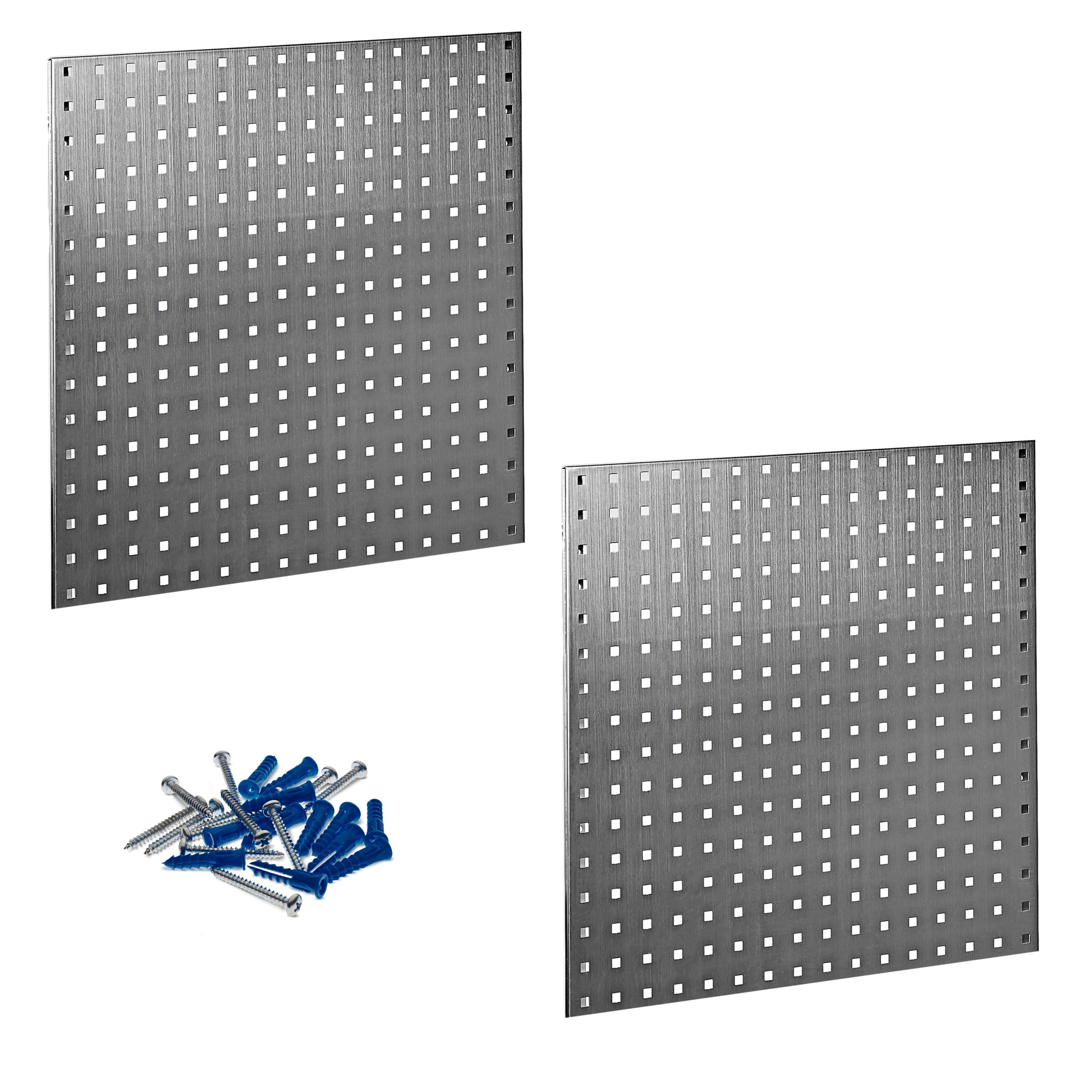 Triton Products, (2) Stainless Steel 18-Gauge Square Hole Pegboards, Capacity 300 lb, Length 24 in, Width 24 in, Model LB1-S