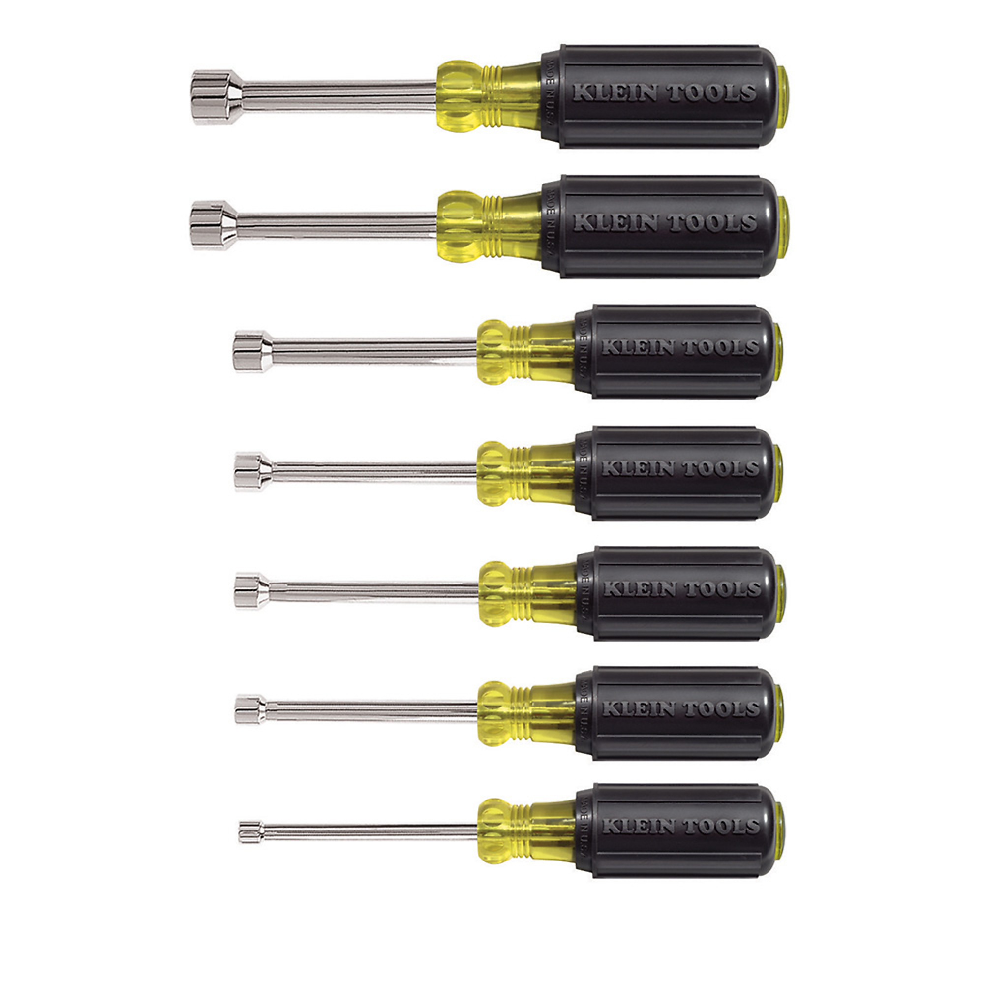 Klein Tools, Nut Driver Set, 3Inch Shafts, Cushion-Grip, 7-Pc, Model 631