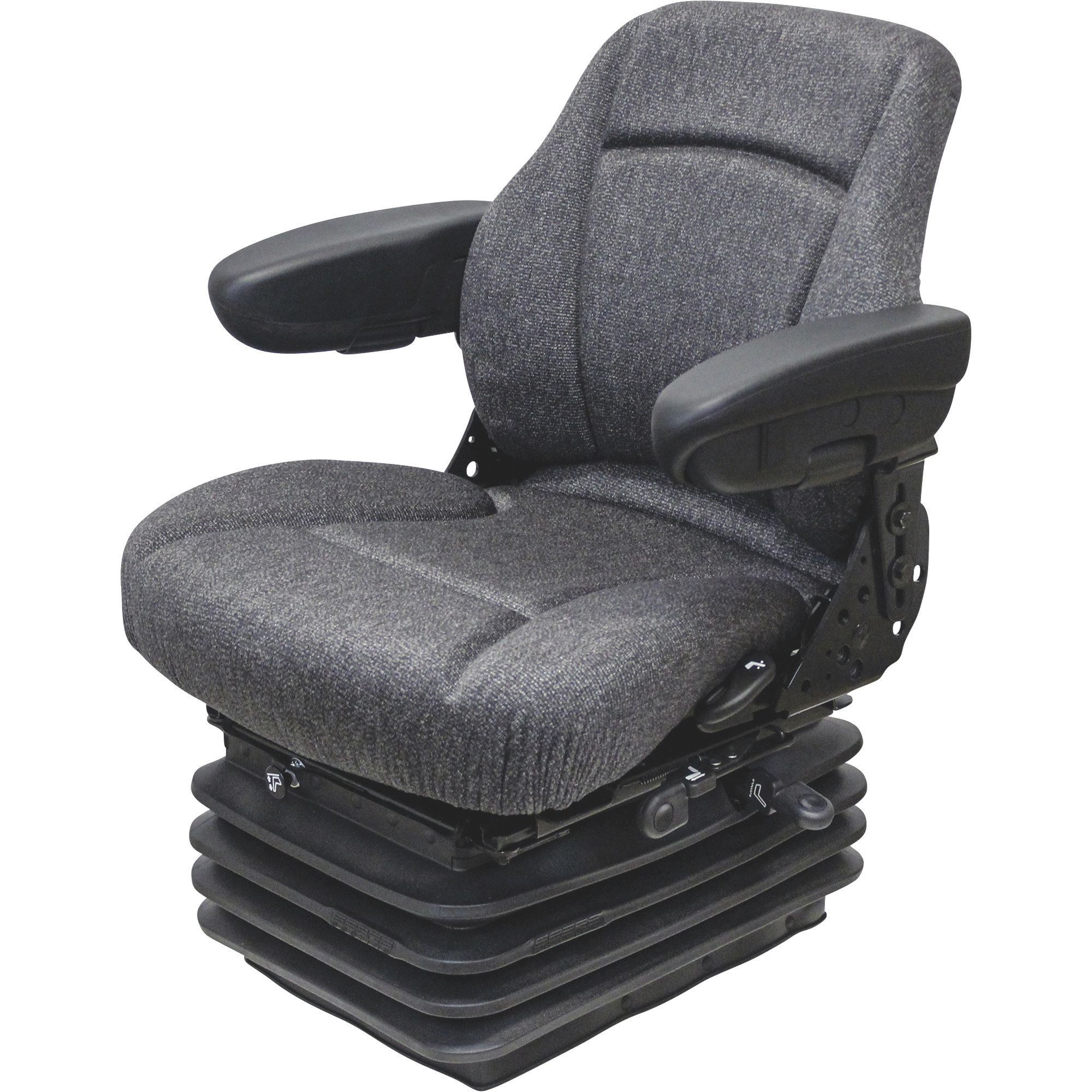 K&M Uni Pro KM 1003 Deluxe Seat and Suspension with 12 Volt Compressor, Fabric, Gray, Model 7915