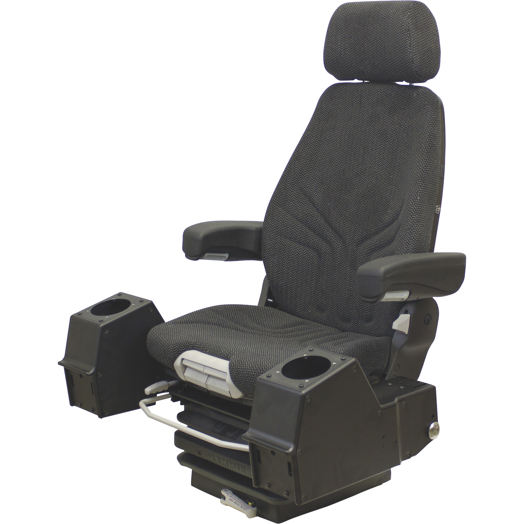K&M High-Back Suspension Seat with Control Pods, Black/Gray, Model 8254