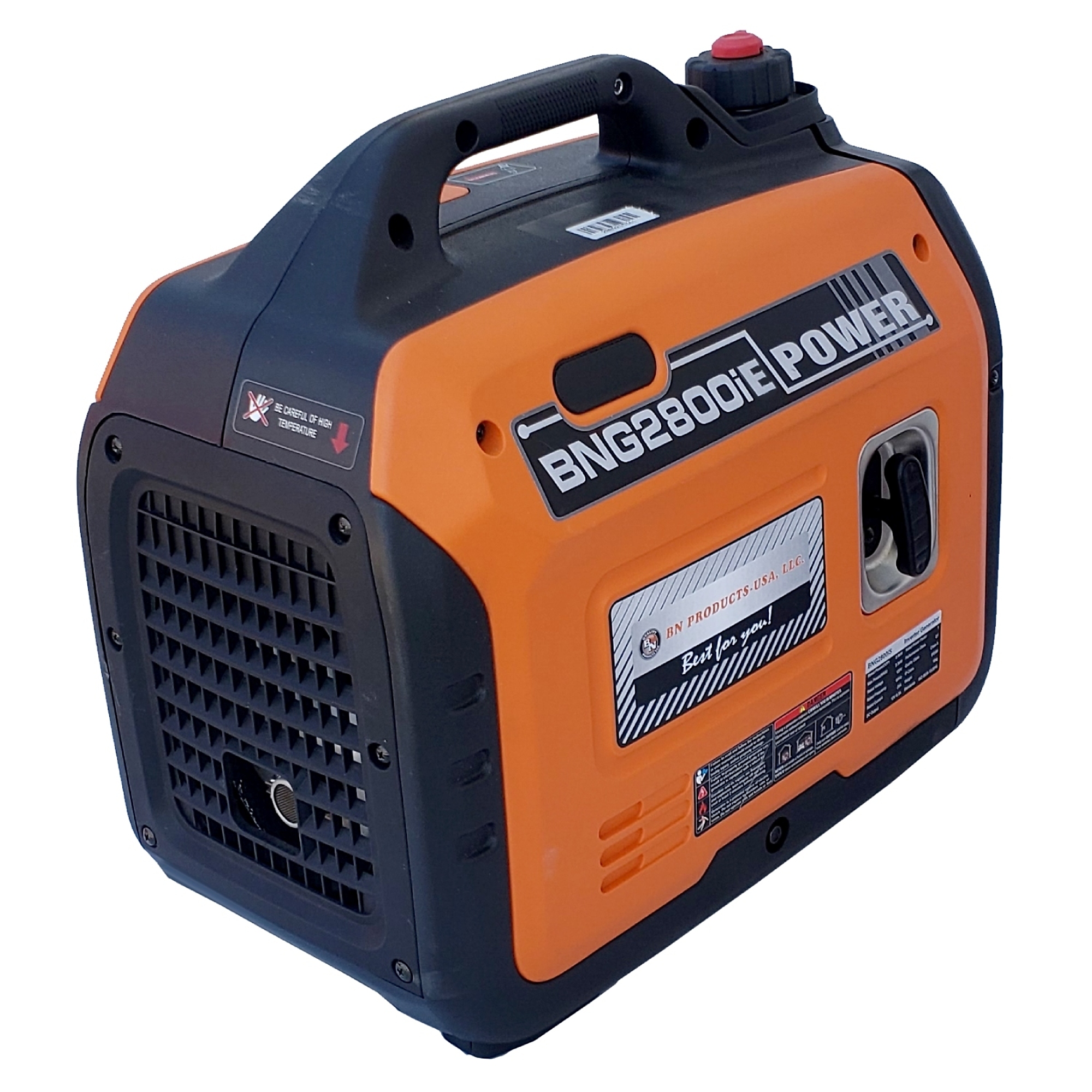 2800W inverter generator; EPA and CARB certified, Surge Watts 3000 Rated Watts 2800 Voltage 120 Model# - BN Products BNG2800iE