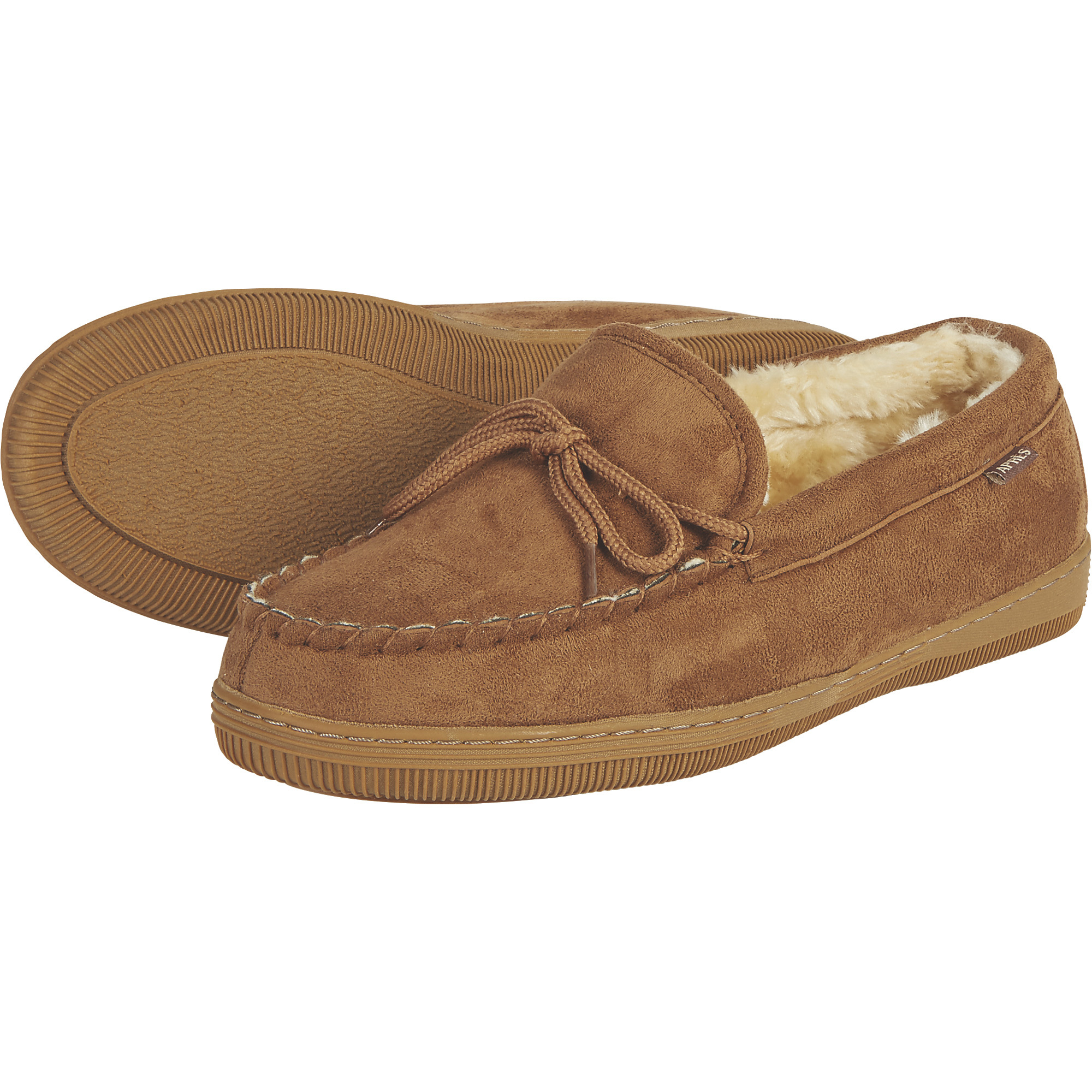 Men's Faux Sheepskin Moccasins, Chestnut, Size 10, Model AM1619NTSZ10