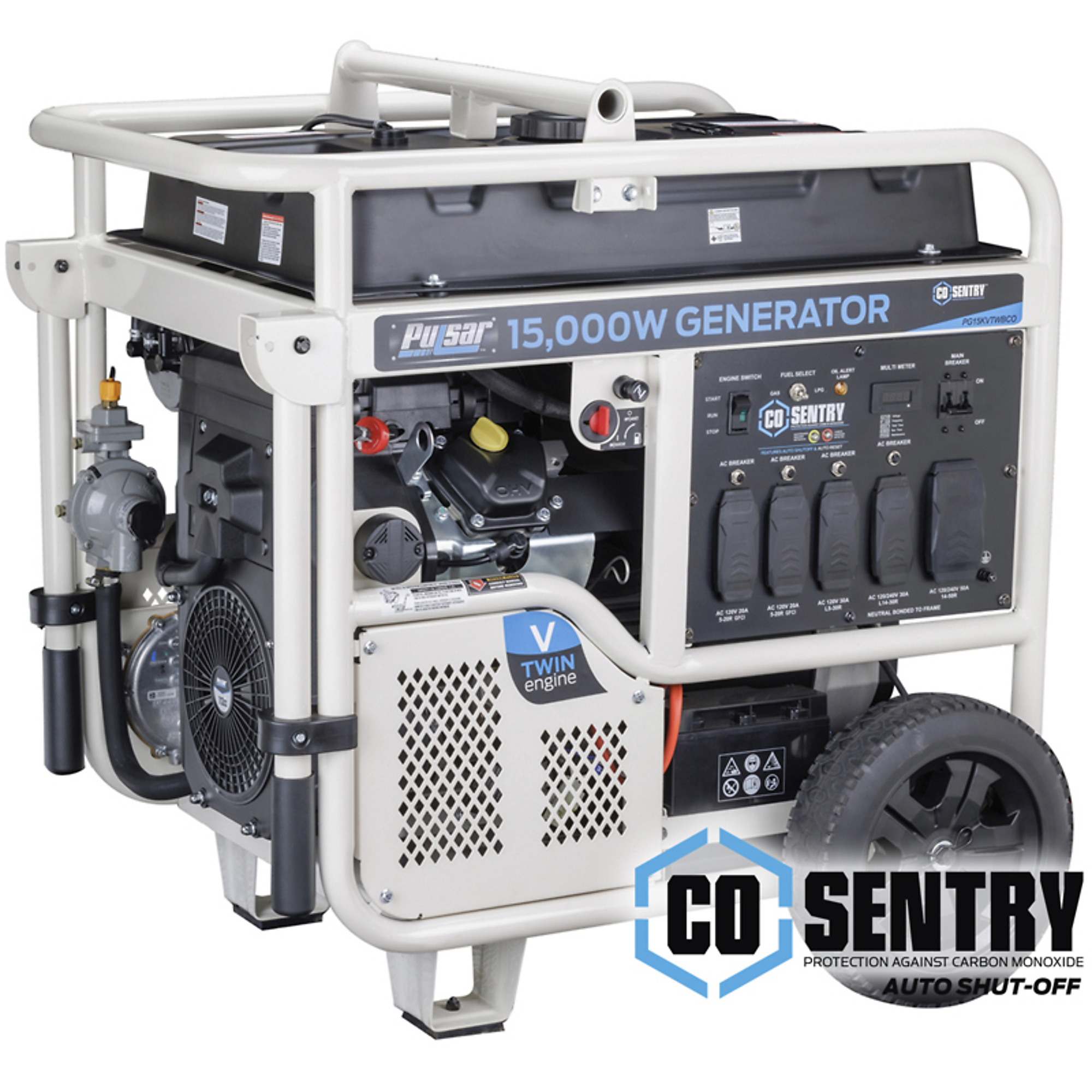 15000/12000w Dual Fuel Inverter w/CO Sentry, Surge Watts 15000 Rated Watts 12000 Voltage 120/240 Model# - Pulsar PG15KVTWBCO