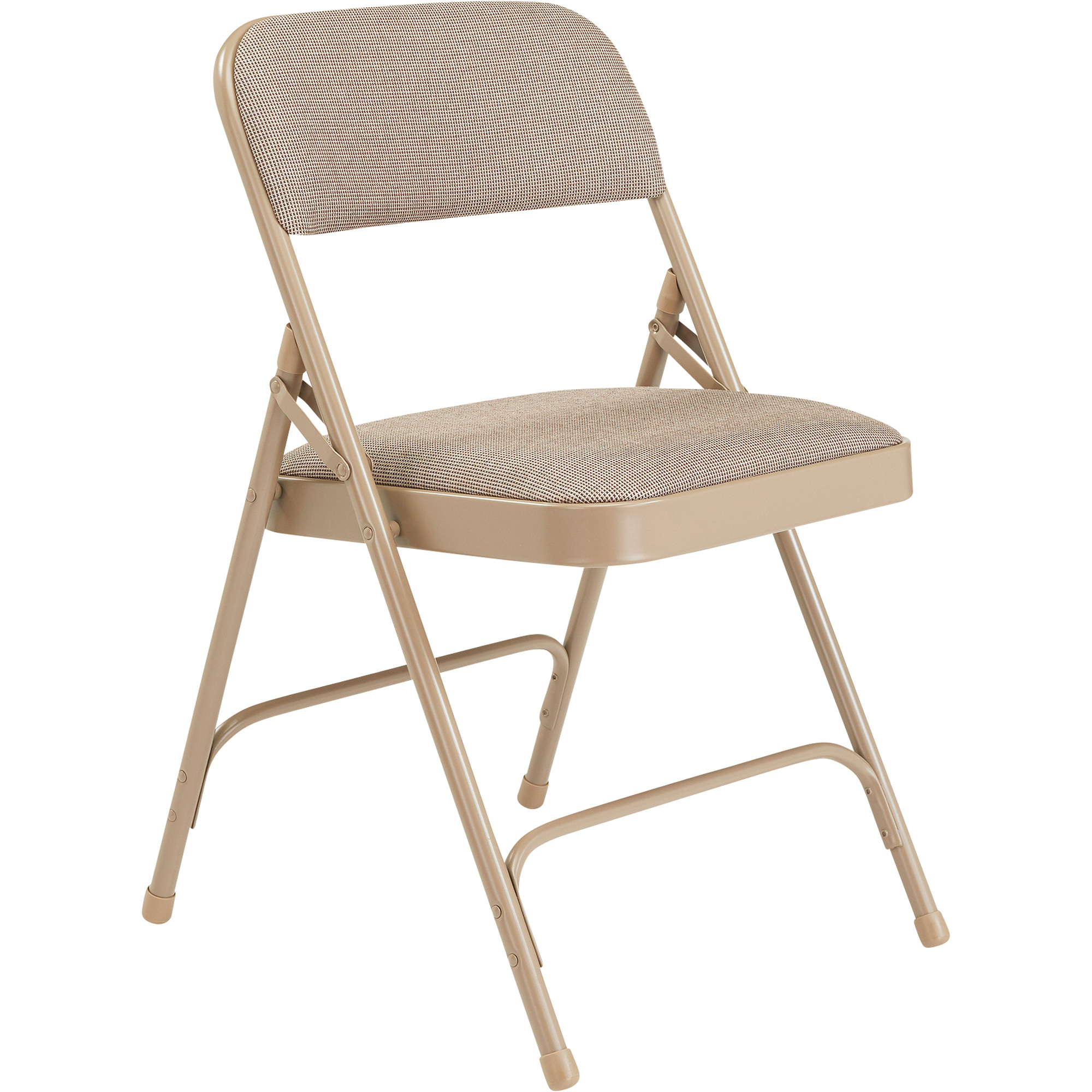 Steel Folding Chairs with Fabric Padded Seat and Back — Set of 4, Cafe Beige/Beige, Model - National Public Seating 2201