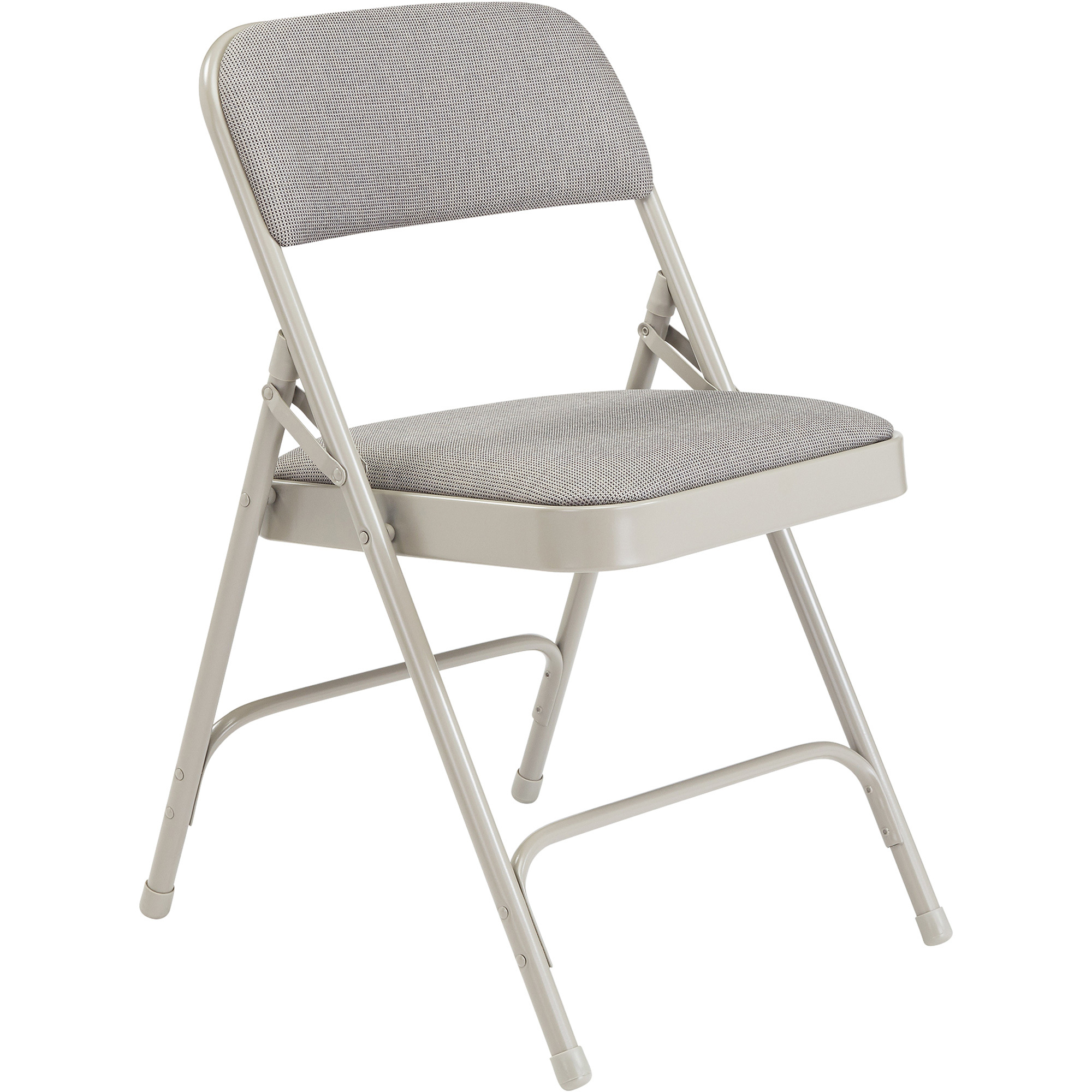 Steel Folding Chairs with Fabric Padded Seat and Back — Set of 4, Greystone/Grey, Model - National Public Seating 2202