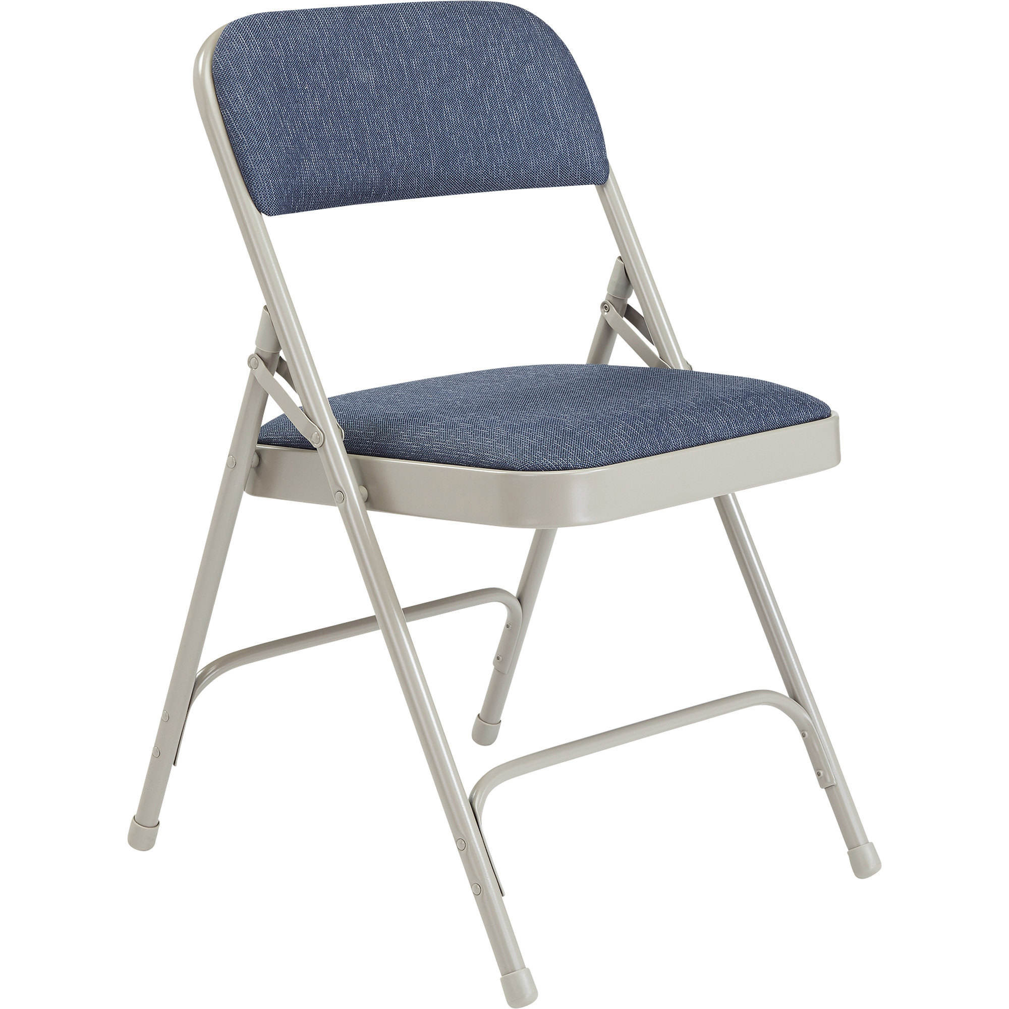 Steel Folding Chairs with Fabric Padded Seat and Back — Set of 4, Imperial Blue/Grey, Model - National Public Seating 2205