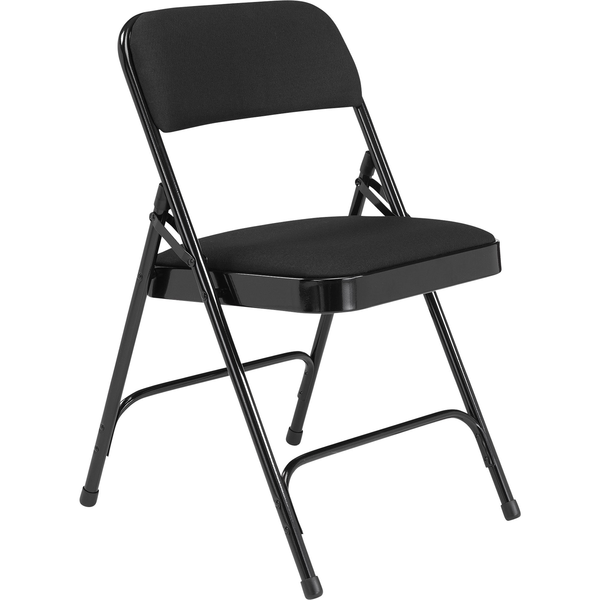 Steel Folding Chairs with Fabric Padded Seat and Back — Set of 4, Black/Black, Model - National Public Seating 2210