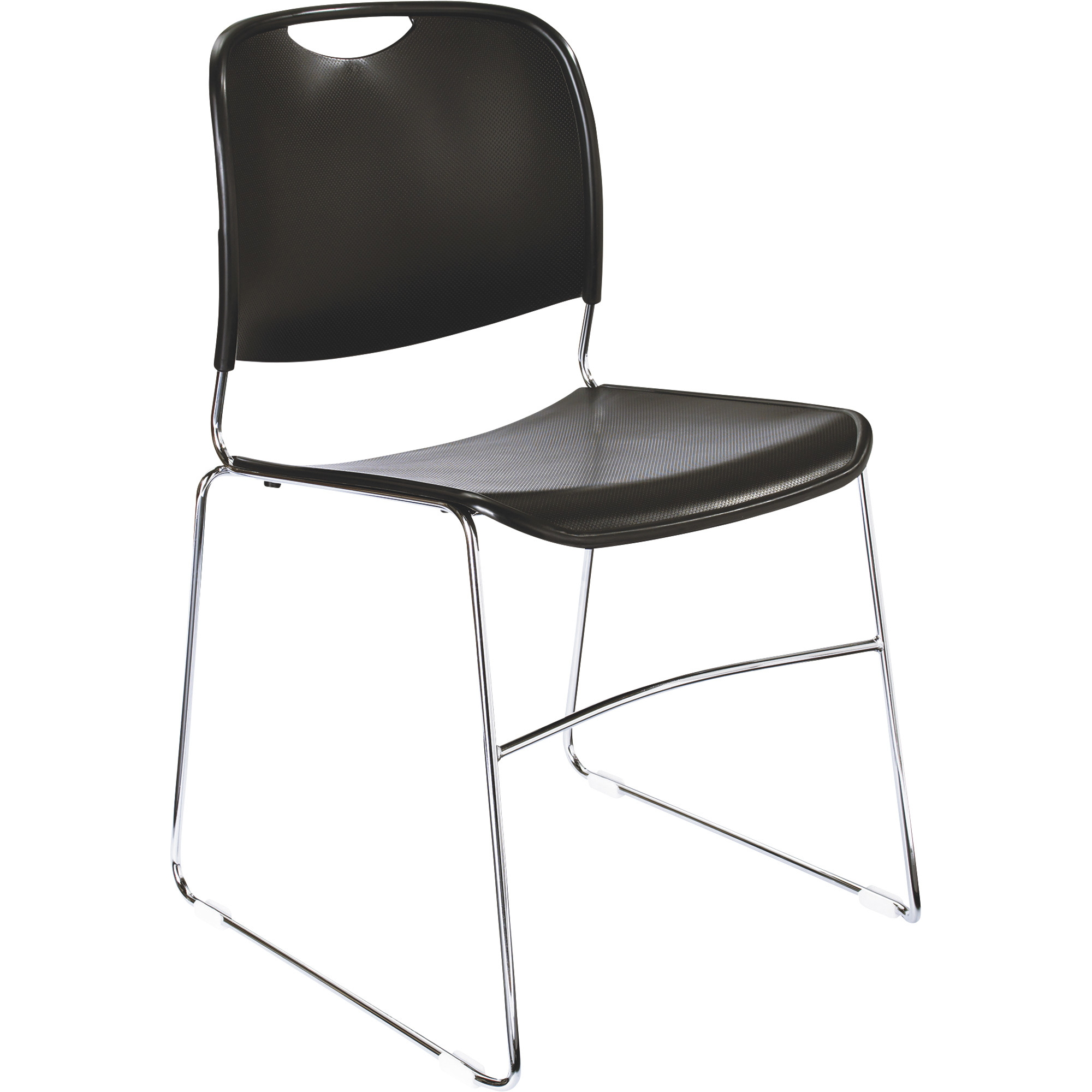 National Public Seating Compact Plastic Stack Chair with Chrome Frame â Black, Model 8510