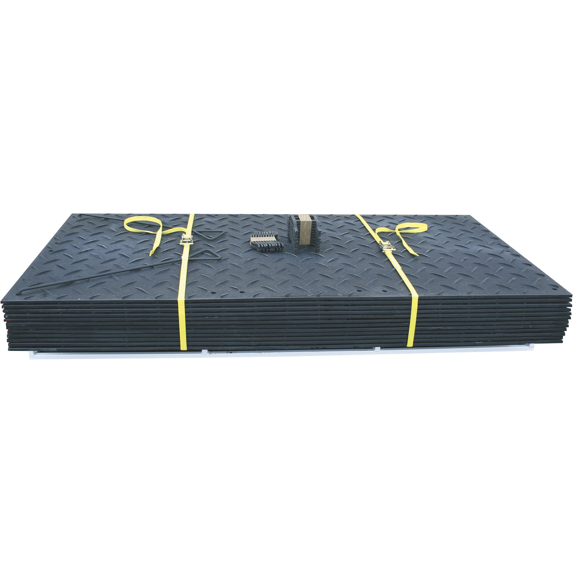 Checkers Ground Protection Mat Pak â 12-Piece Set, Black, 8ft.L x 3ft.W, Diamond Plate Tread Design, Model AMCP3