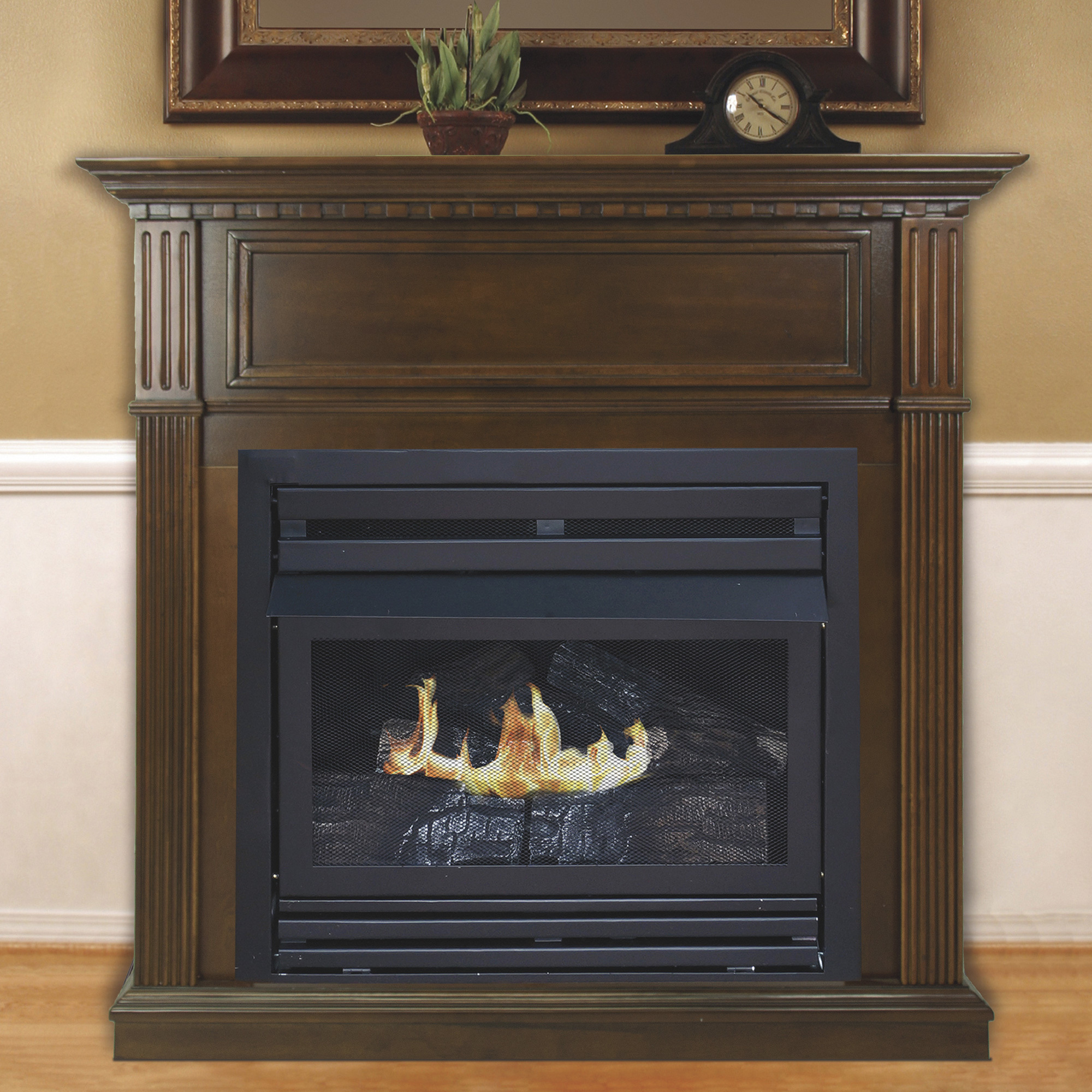 Vent-Free Fireplace — 27,500 BTU, 42Inch, Propane, Cherry Finish, Model - Pleasant Hearth VFF-PH26LP