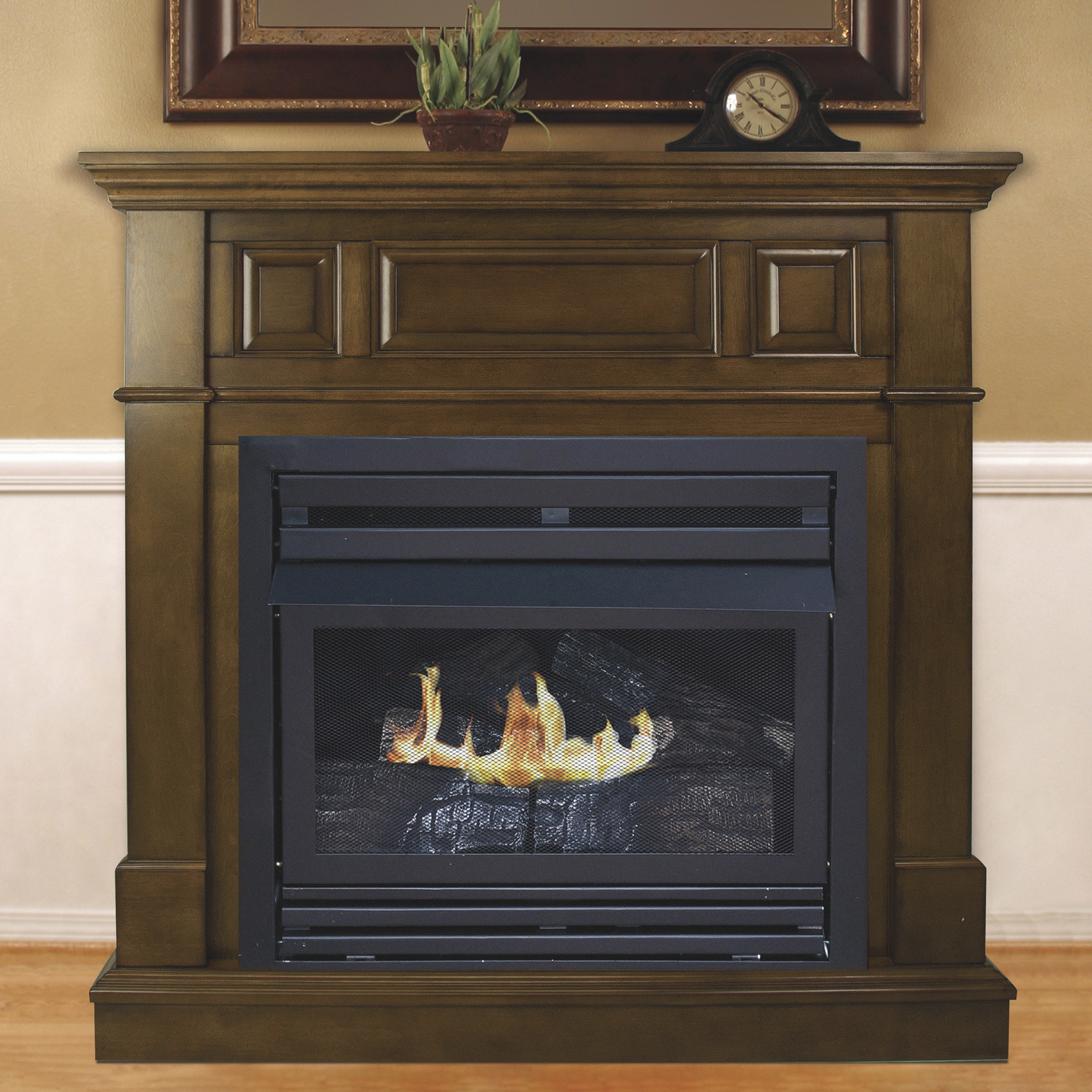 Vent-Free Fireplace — 27,500 BTU, 42Inch, Propane, Heritage Finish, Model - Pleasant Hearth VFF-PH26LP-2H2
