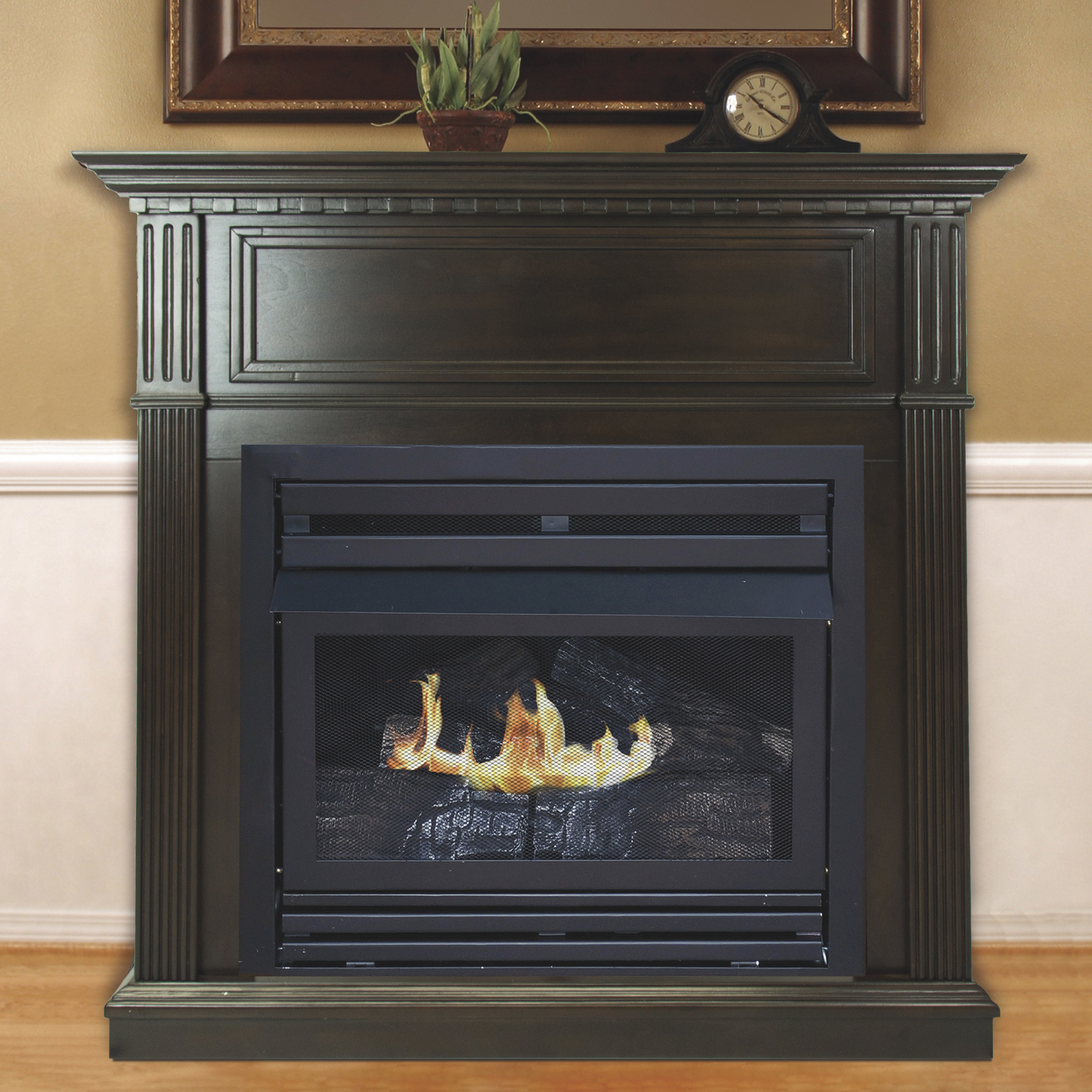 Vent-Free Fireplace — 27,500 BTU, 42Inch, Natural Gas, Tobacco Finish, Model - Pleasant Hearth VFF-PH26NG-T1