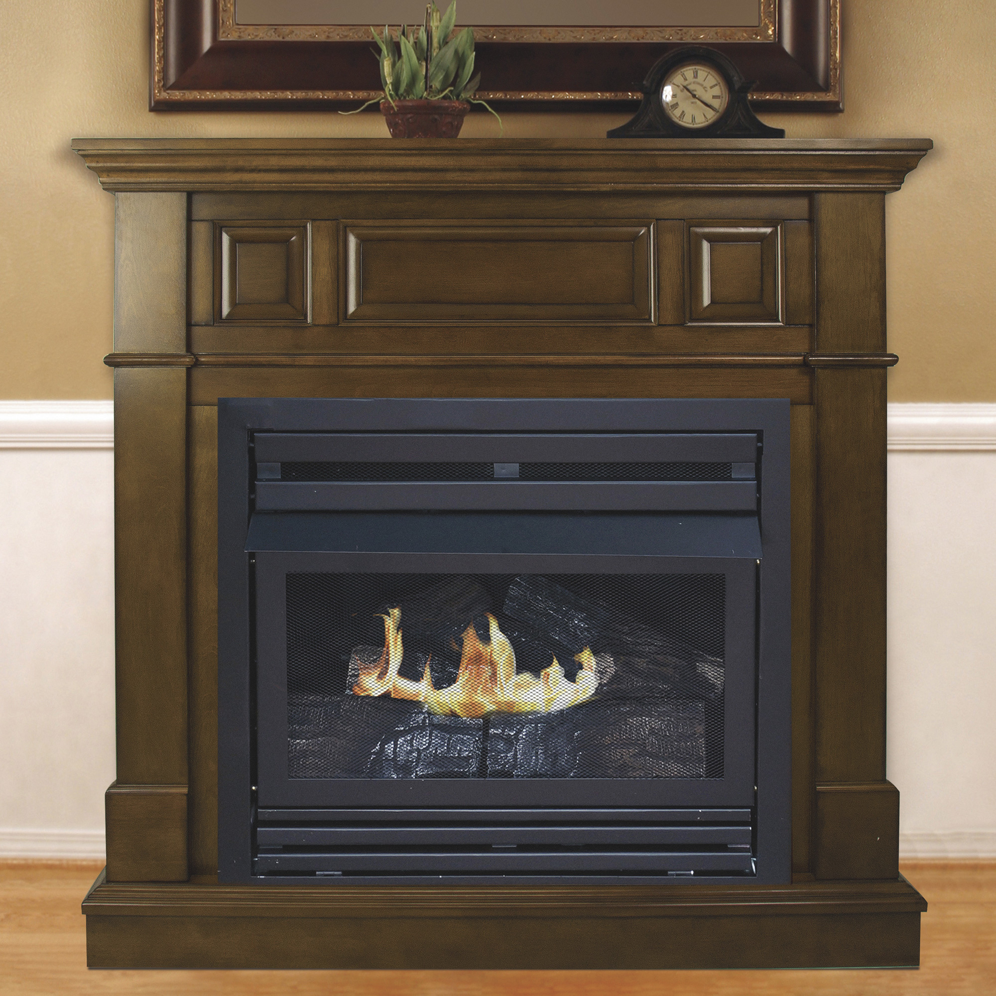 Pleasant Hearth Vent-Free Fireplace, 27,500 BTU, 42Inch, Natural Gas, Heritage Finish, Model VFF-PH26NG-2H1