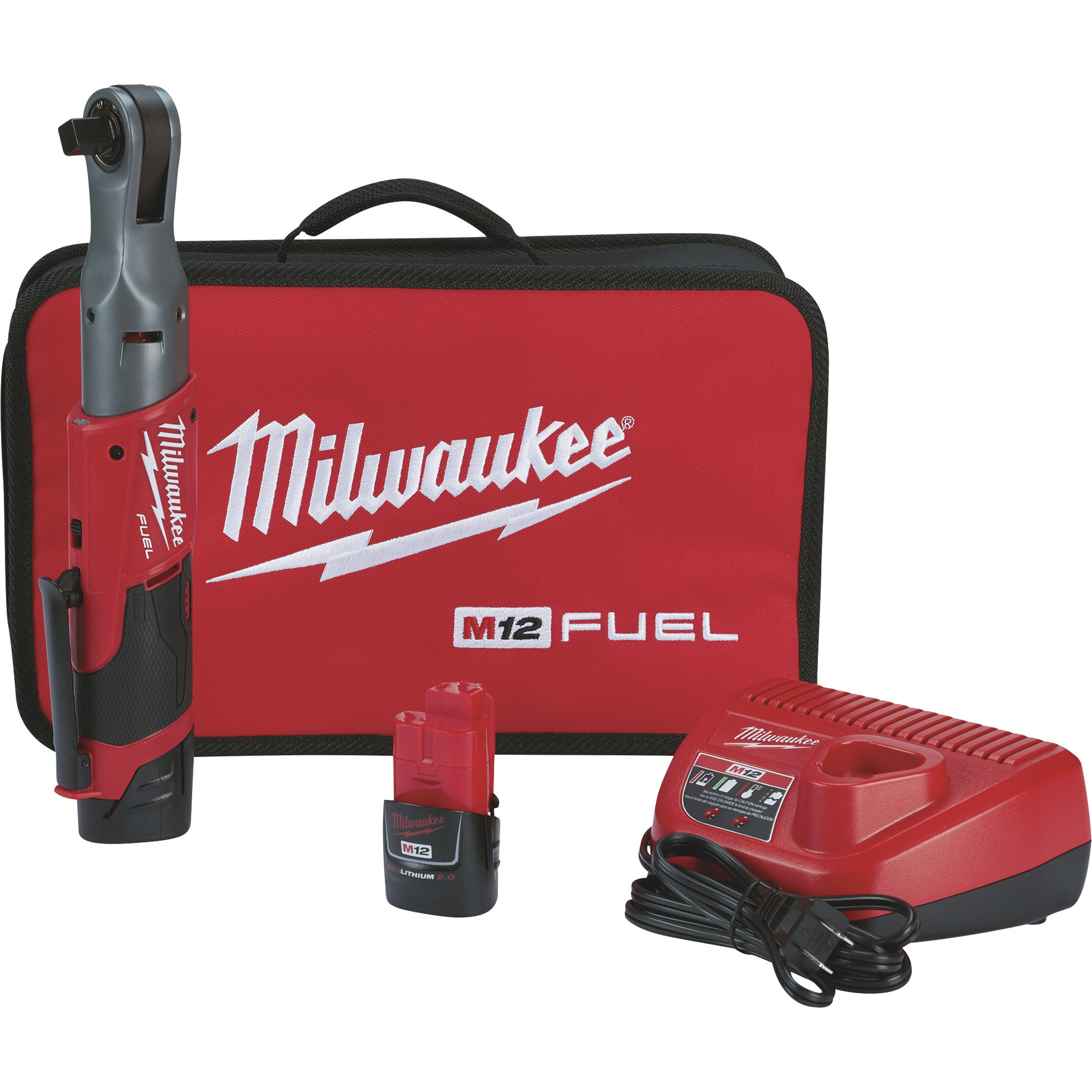 Milwaukee M12 Fuel Cordless 1/2Inch Ratchet Kit, With 2 Batteries, 12 Volt, Model 2558-22
