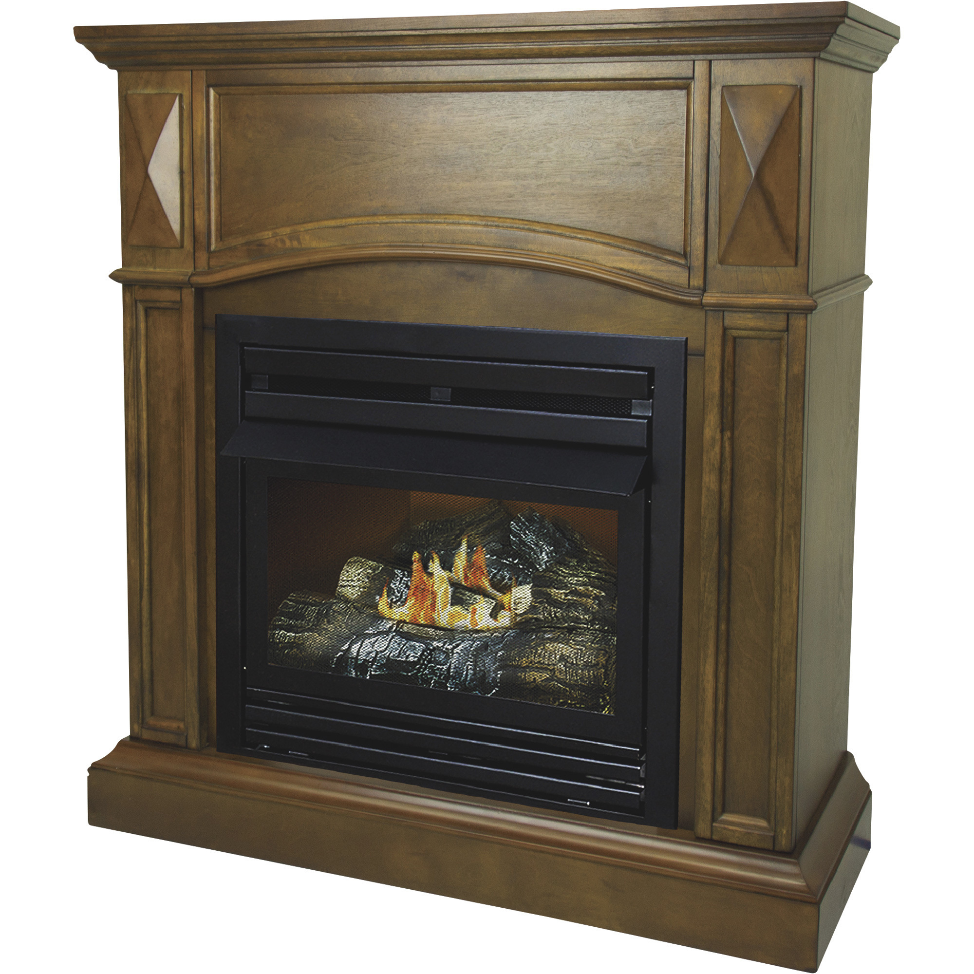 Compact Vent-Free Fireplace — 20,000 BTU, 36Inch, Natural Gas, Heritage Finish, Model - Pleasant Hearth VFF-PH20NG