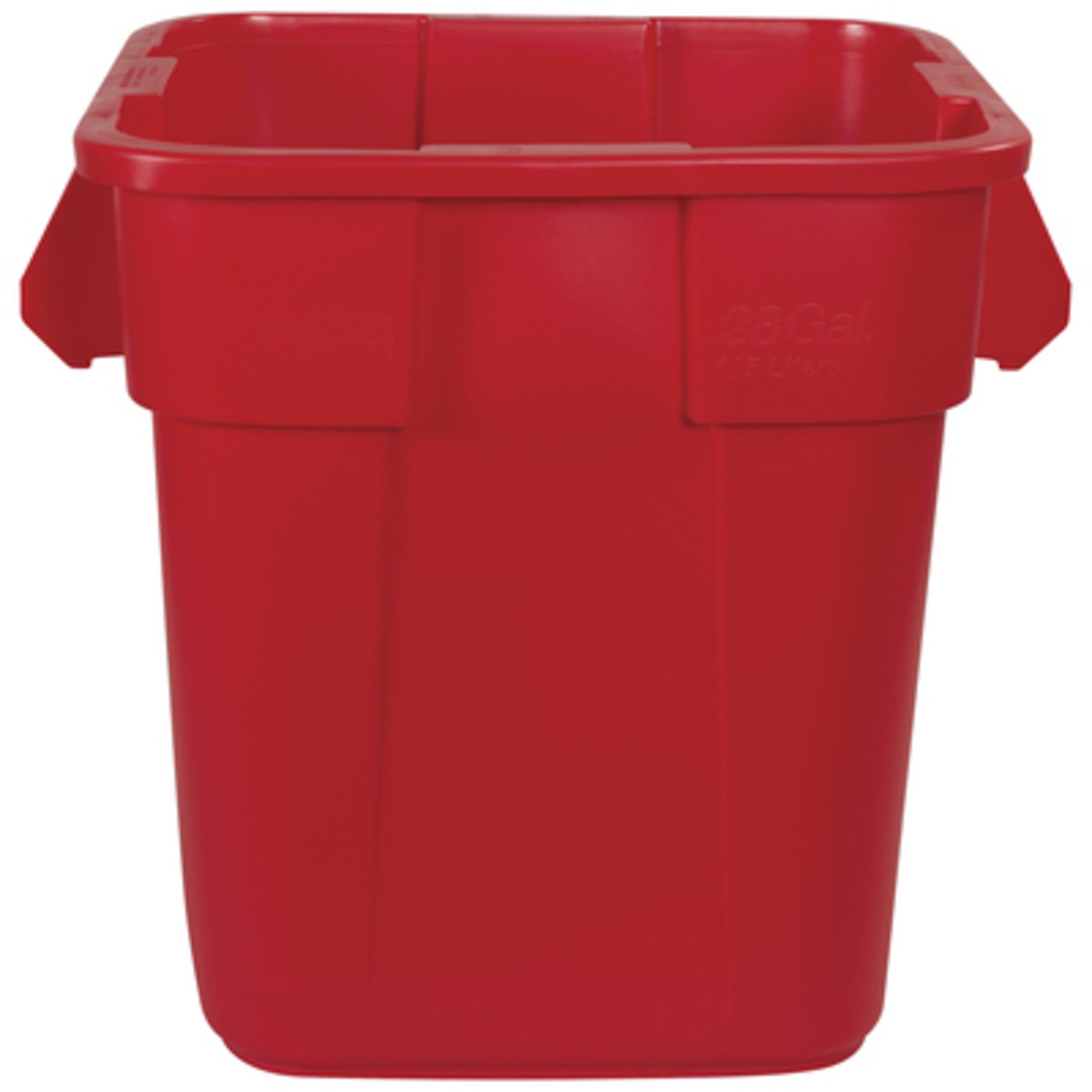 Brute Square Container - 28 Gal., Heavy-Duty Plastic, Red, Model# - Rubbermaid RUB128CR