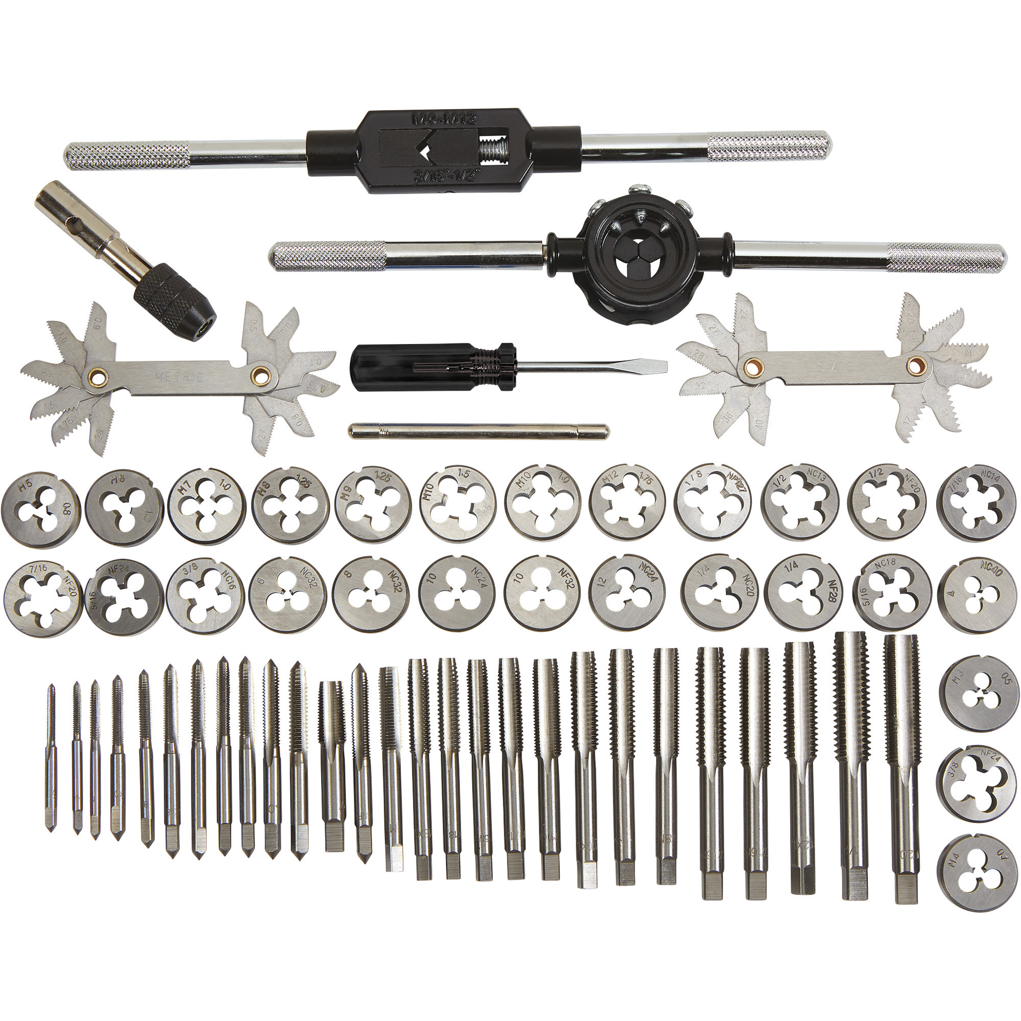 Klutch Combination Tap & Die Set, 60-Piece, SAE/Metric