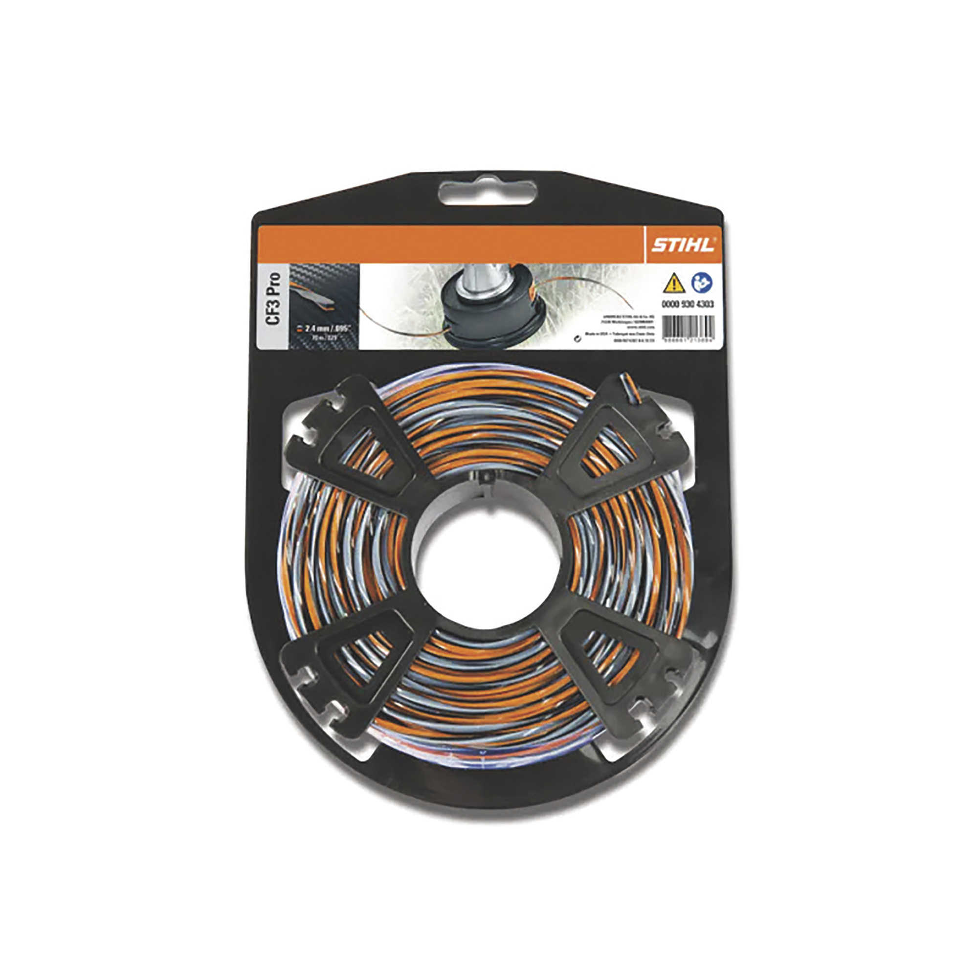 STIHL CF3 Pro String Trimmer Line, 0.095Inch Diameter x 229ft. Spool, Gray/Orange