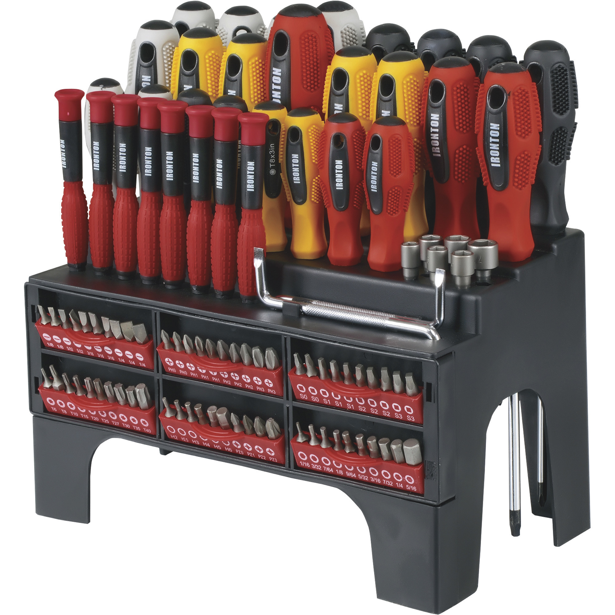 Ironton Screwdriver Set with Rack, 100-Piece