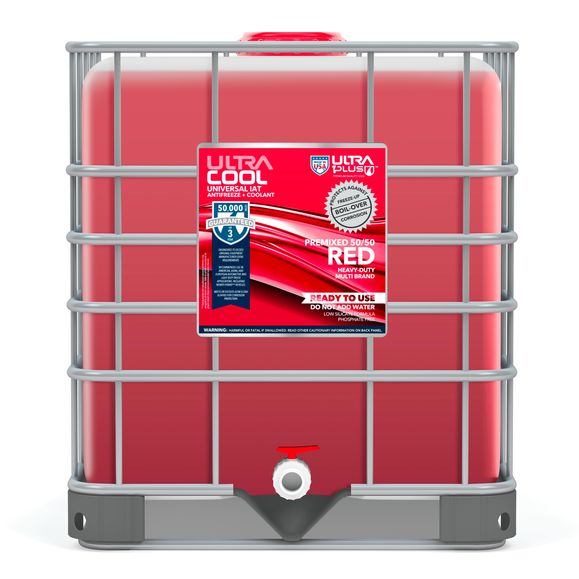 Ultra1Plus UltraCool Universal Antifreeze + Coolant - Premixed 50/50, HD Red, 250 Gal., Model# UL904