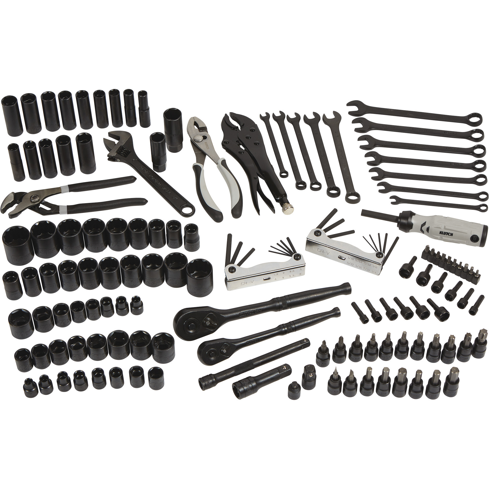 Klutch Industrial Maintenance Tool Set, 139-Piece, 3/8Inch & 1/2Inch Drive