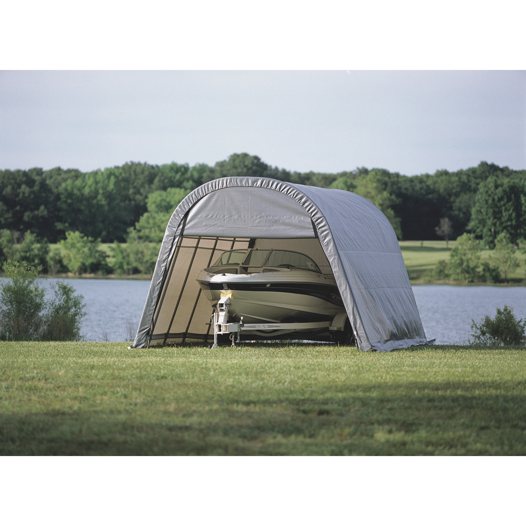 ShelterLogic ShelterCoat 12ft.W x 20ft.L Wind and Snow Rated Garage, Round, Gray STD, Model 71332