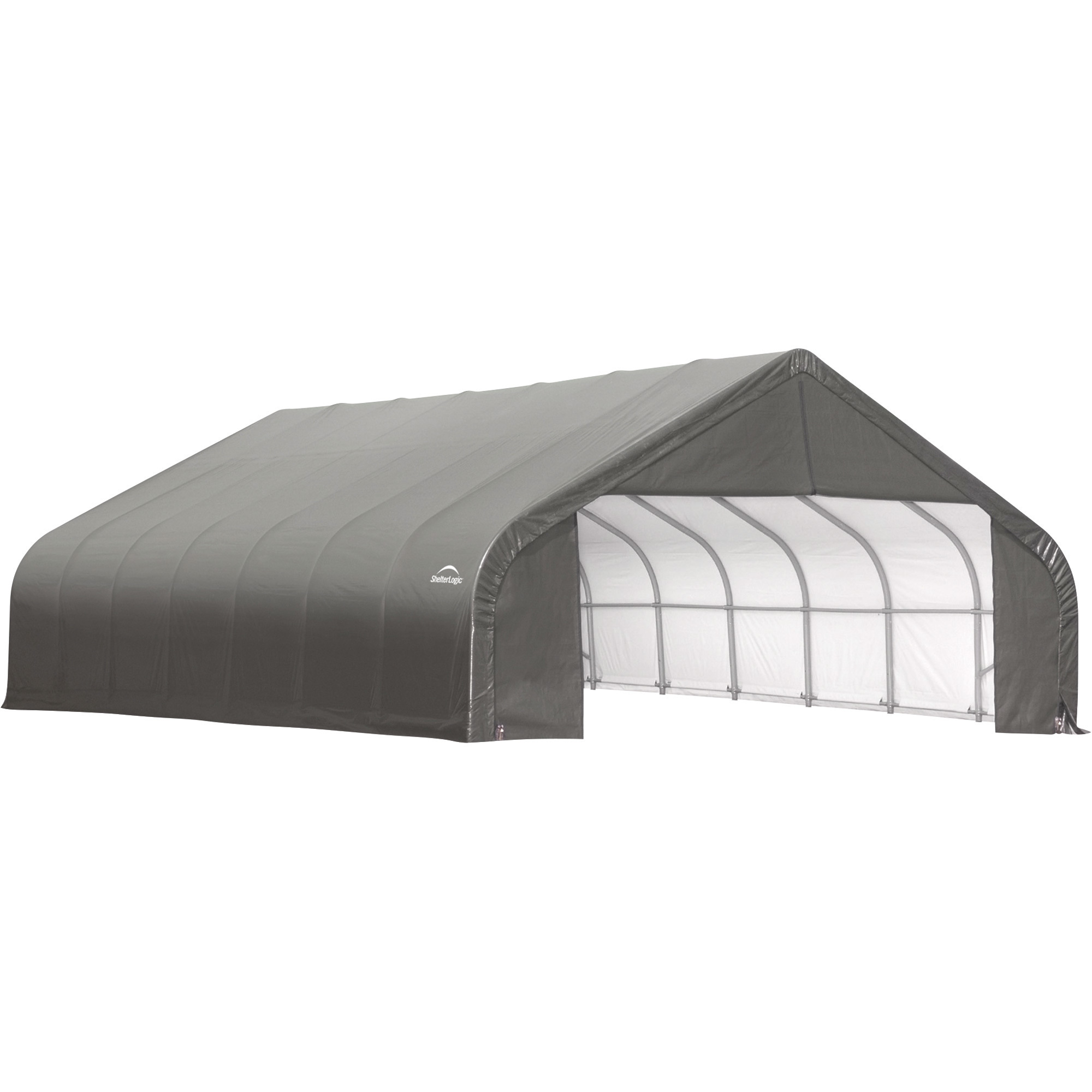 ShelterLogic Peak Style 30ft.W Garage/Storage Shelter, Gray, 20ft.L x 30ft.W x 16ft.H, 2 3/8Inch Frame, Model 86043
