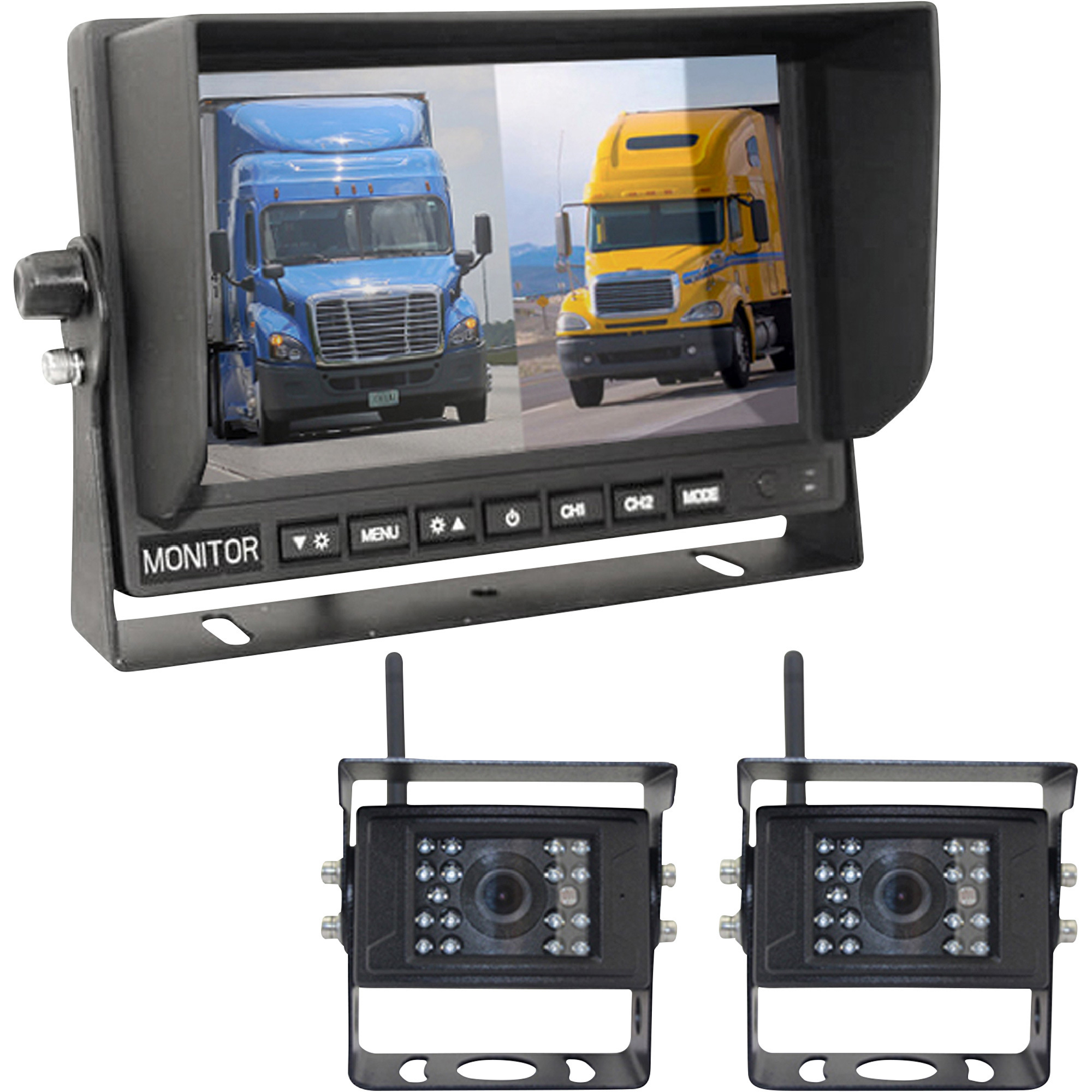 Top Dawg Digital Wireless Heavy-Duty Backup Camera System, 2 Cameras, 7in. Color TFT-LCD Monitor, Model# HDE-1025X2-NT -  Top Dawg Electronics