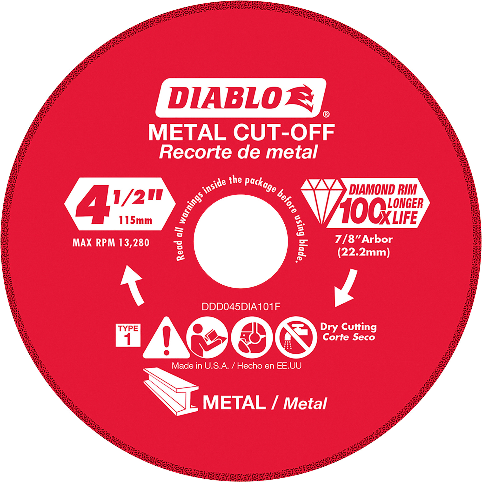Diablo 4.5Inch Metal Cutting Diamond Disc, Model DDD055DIA101F